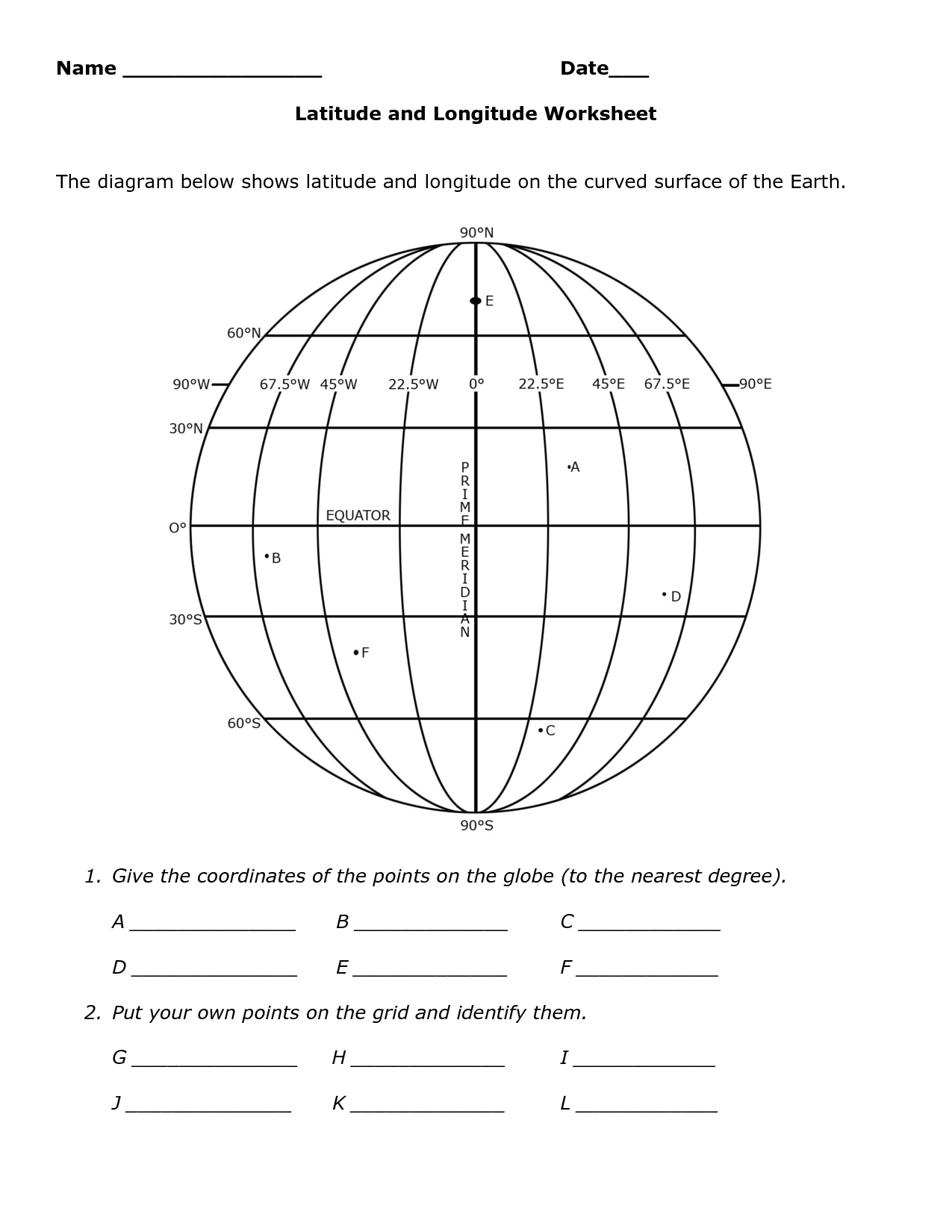 Lines Of Latitude And Longitude Worksheets Worksheets Library