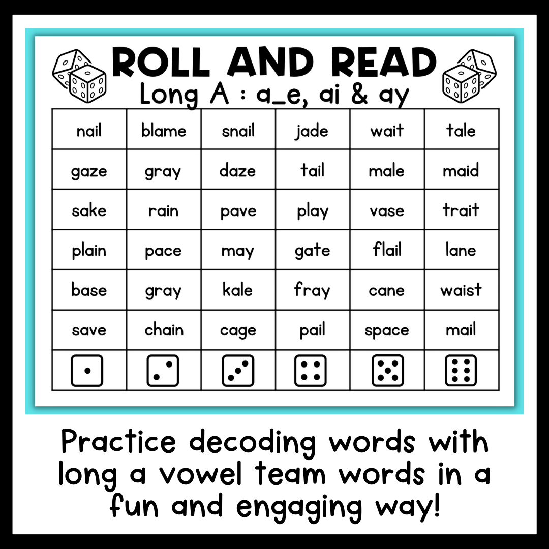 Long A Vowel Teams AI AY A E Phonics Roll And Read Games Classful