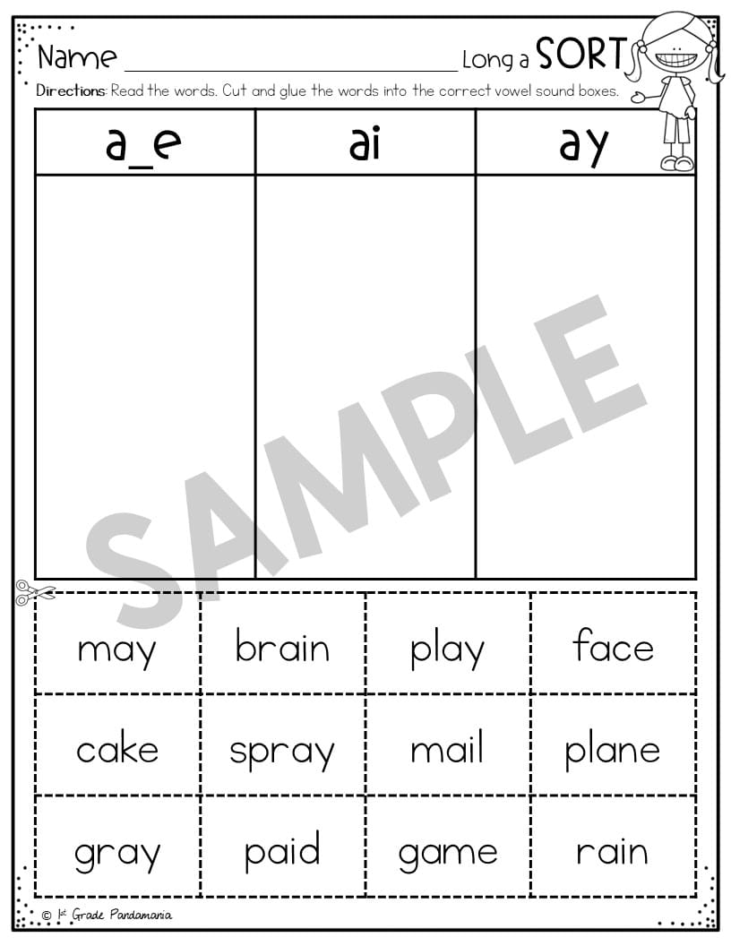Long A Worksheets Phonics Activities 1st Grade Pandamania