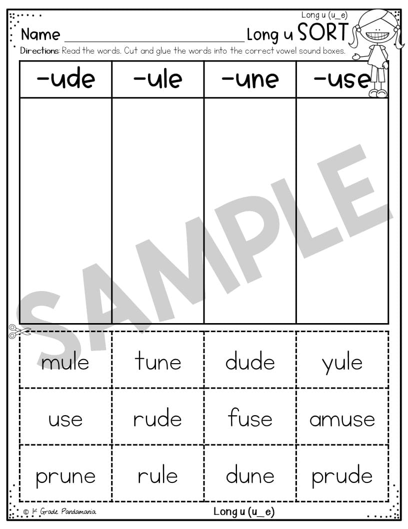 Long U Worksheets Phonics Activities 1st Grade Pandamania