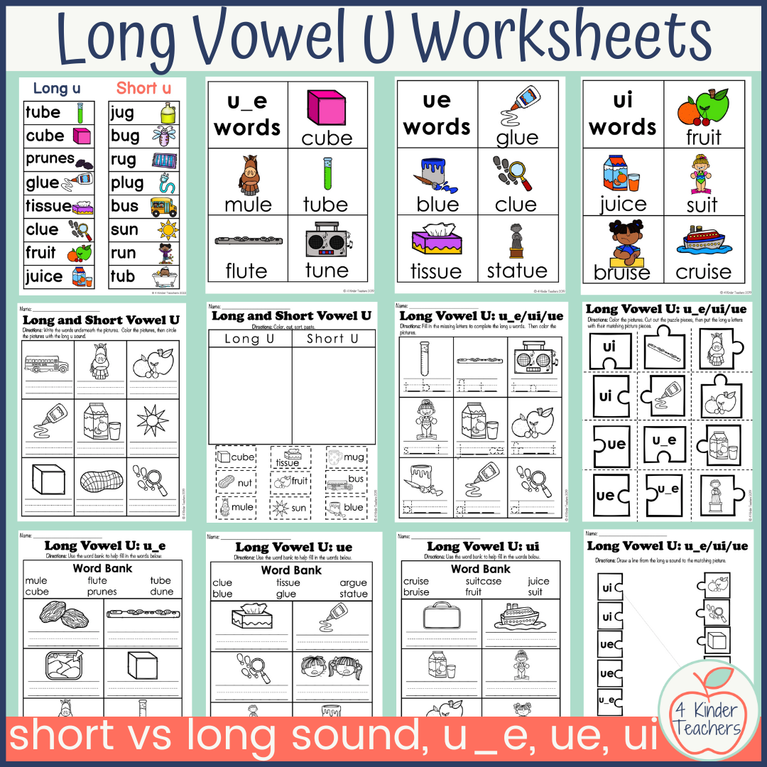 Long Vowel U Worksheets 4 Kinder Teachers