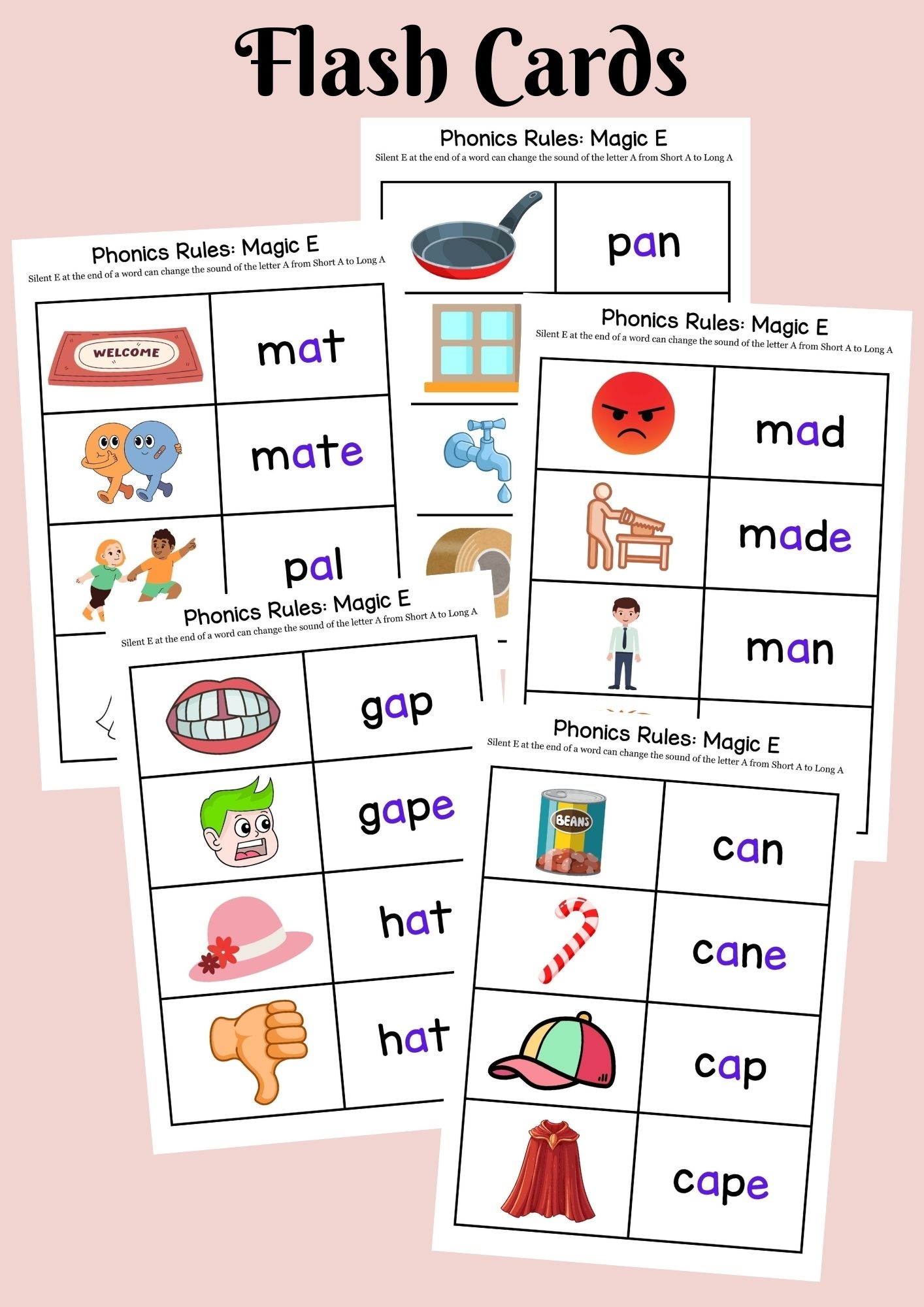 Magic E Phonics Rule Silent E Long And Short A Words Worksheets Posters Video Made By Teachers