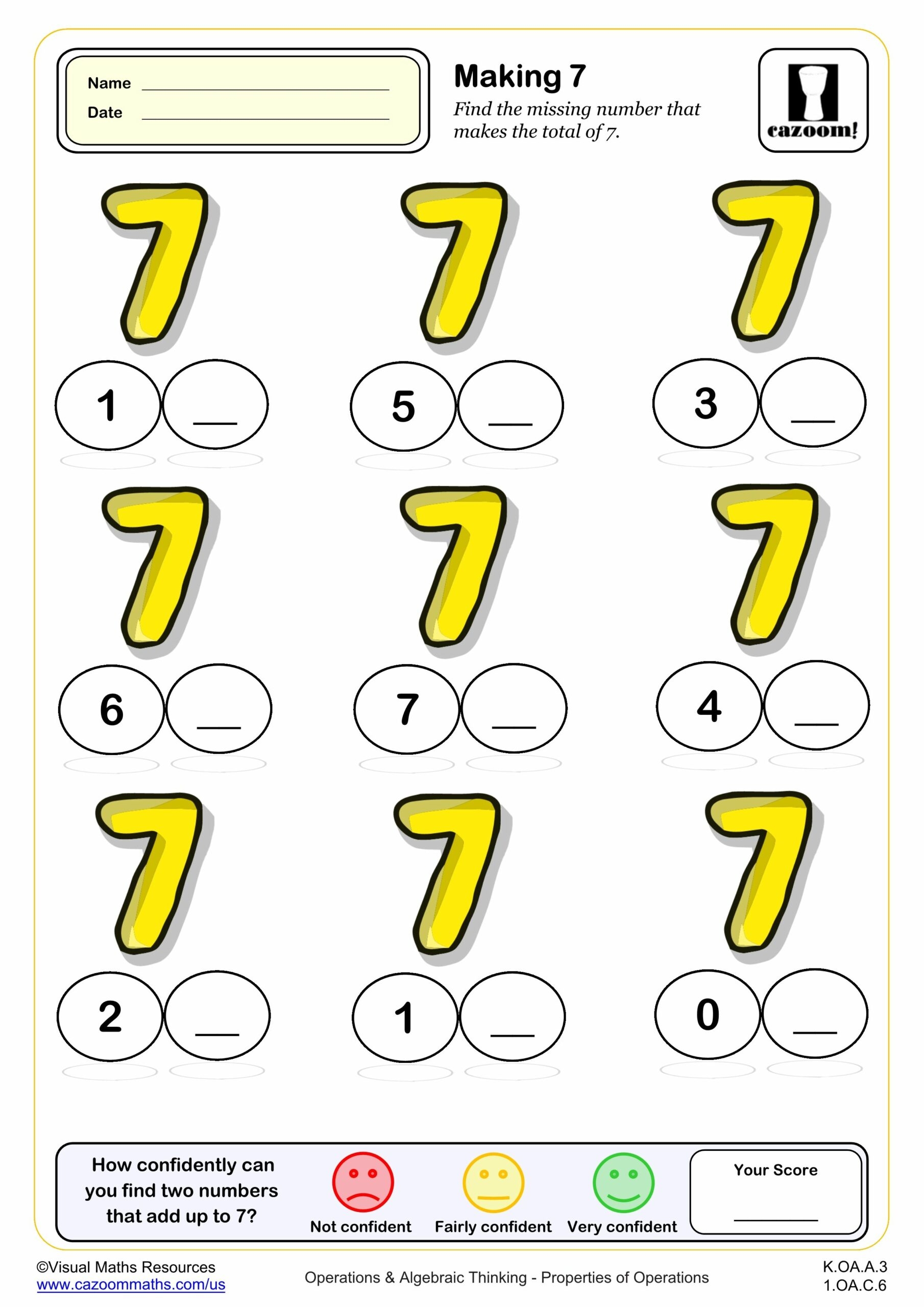 Making 7 PDF Printable Addition Worksheets Cazoom Math