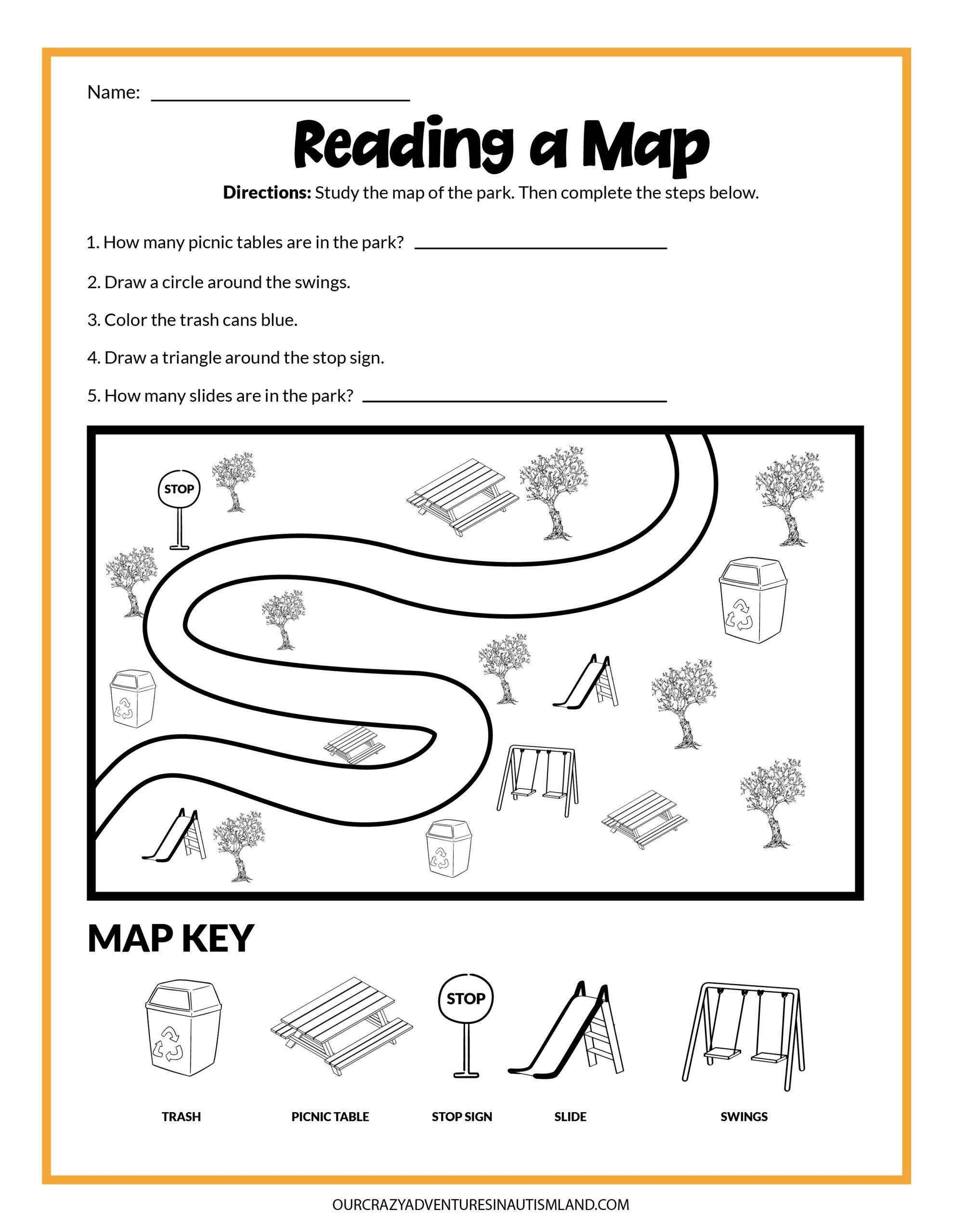 Map Skills Activity Printable Our Crazy Adventures In Autismland Map Skills Activity Printable Our Crazy Adventures In Autismland
