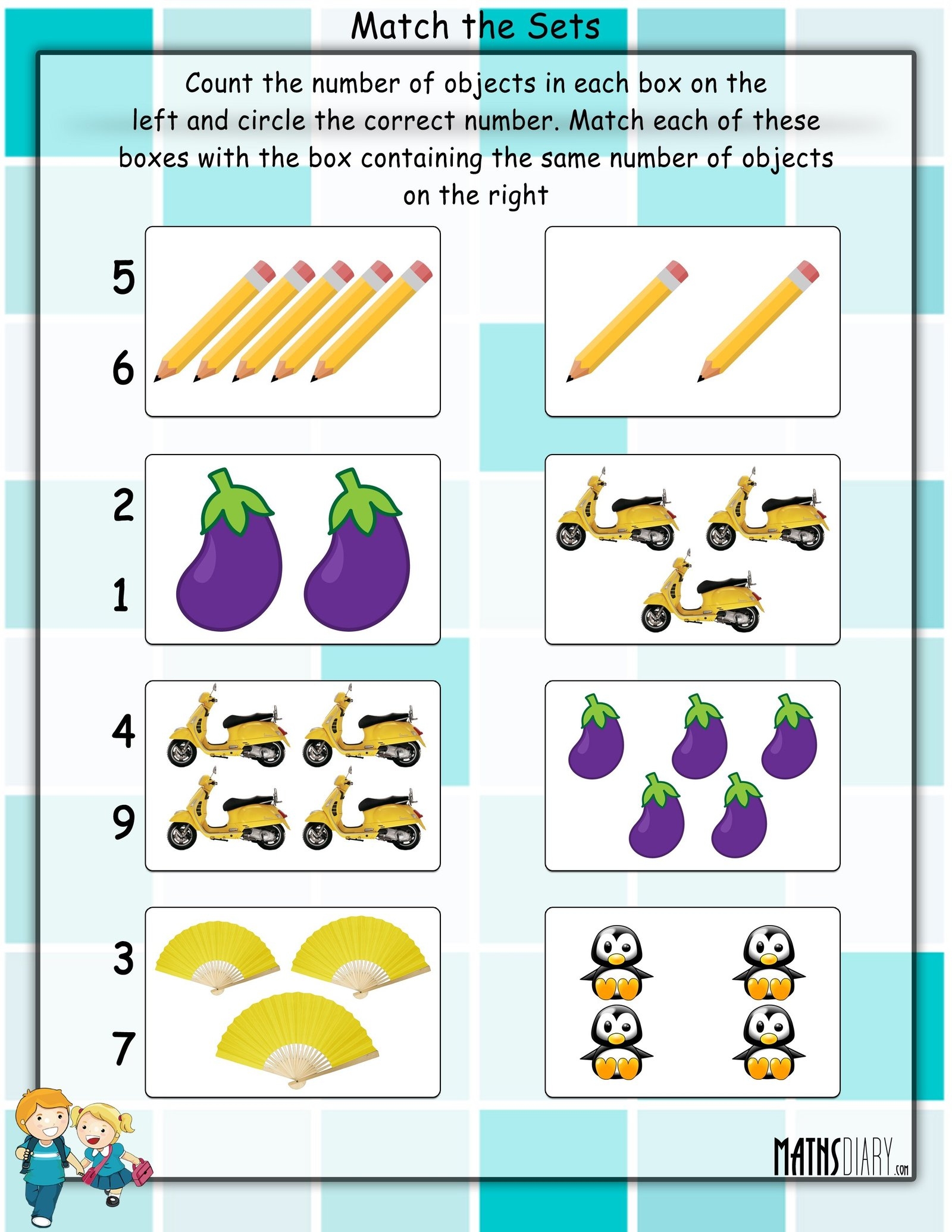 Match The Sets Math Worksheets MathsDiary