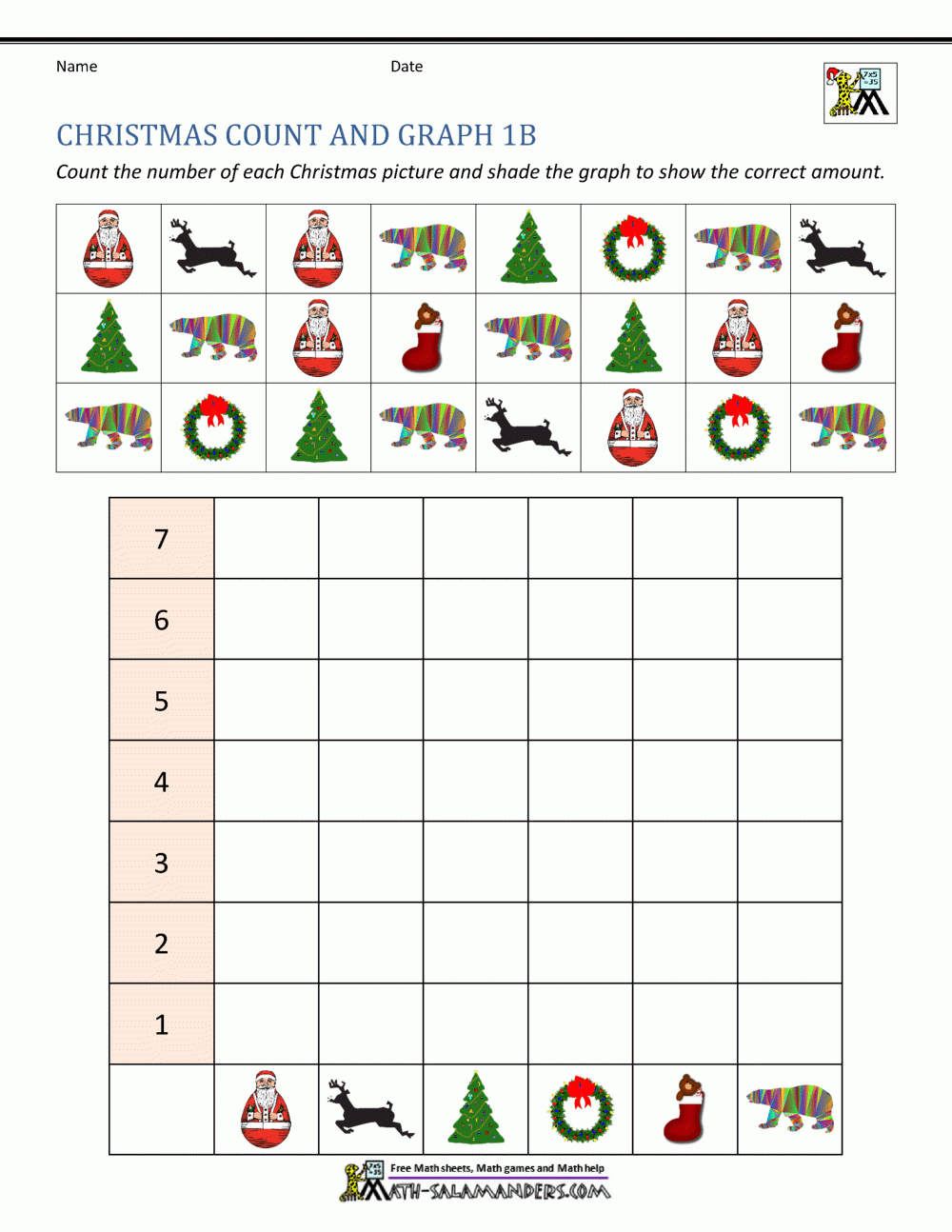 Math Christmas Worksheets First Grade
