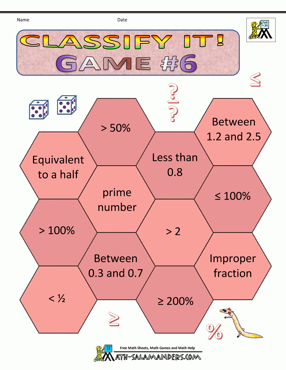 Math Games Worksheets