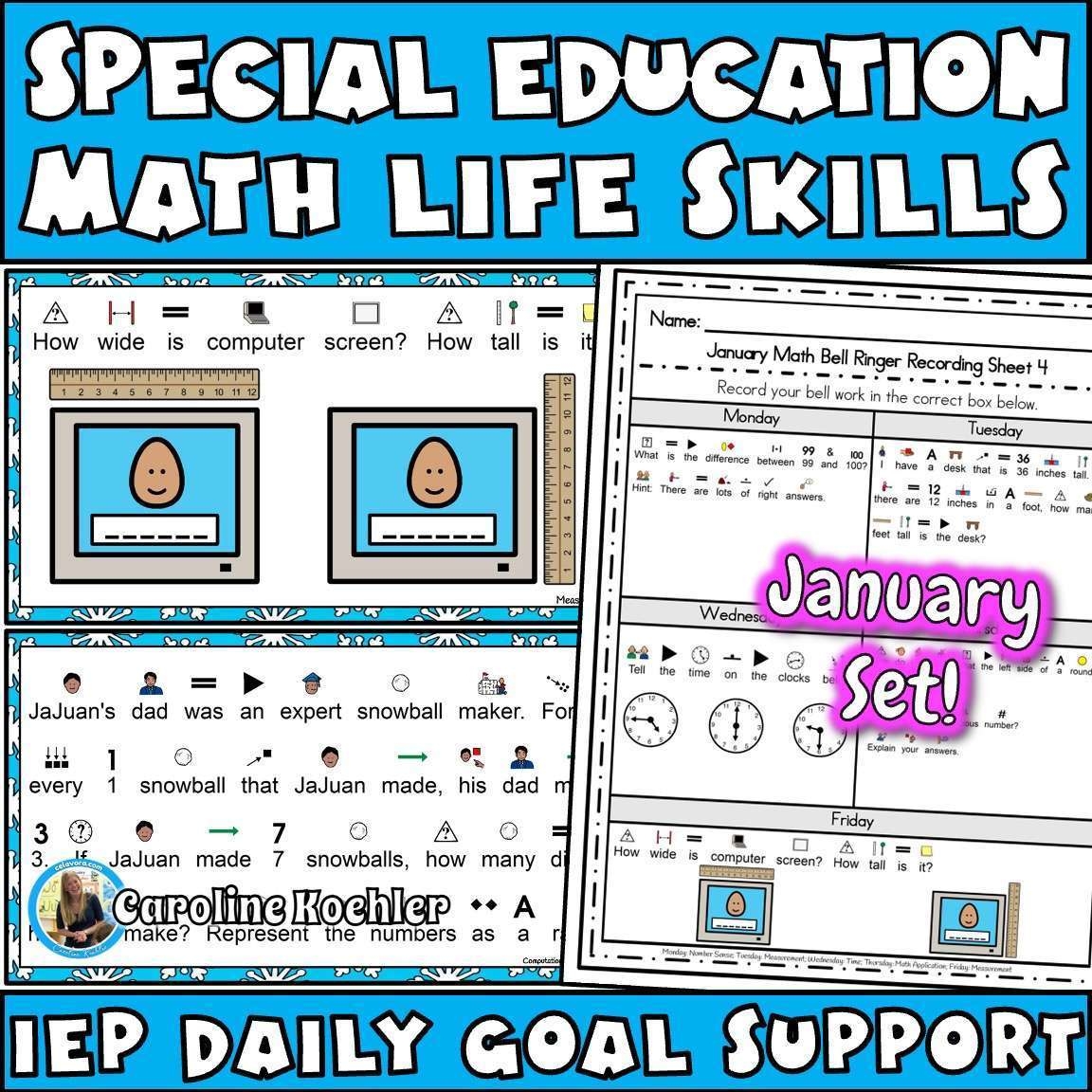 Math Life Skills Worksheets JANUARY Daily Practice And IEP Goals Caroline Koehler At Celavora Education