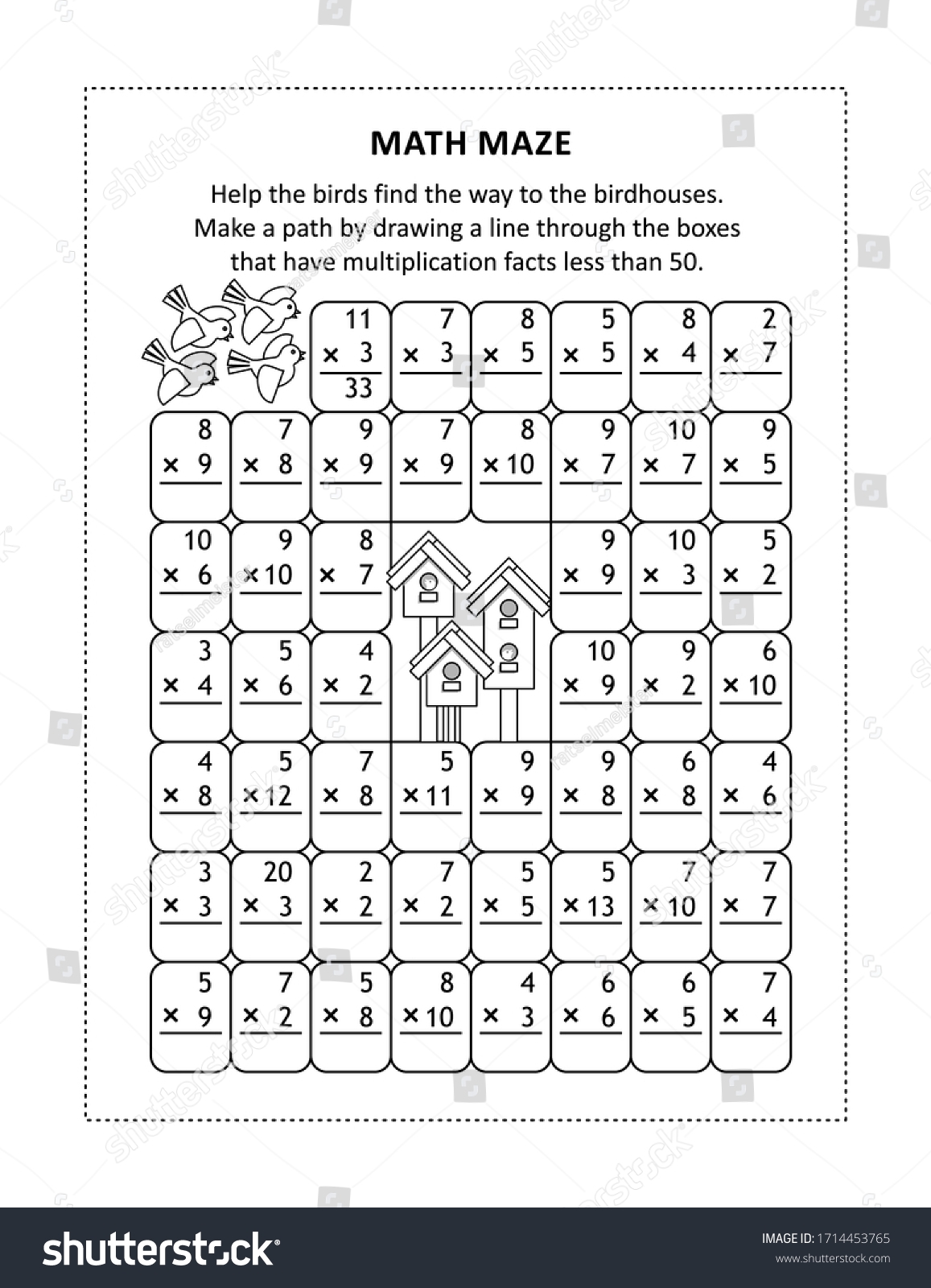 Math Maze Young Students Learn Reinforce Stock Vector Royalty Free 1714453765 Shutterstock