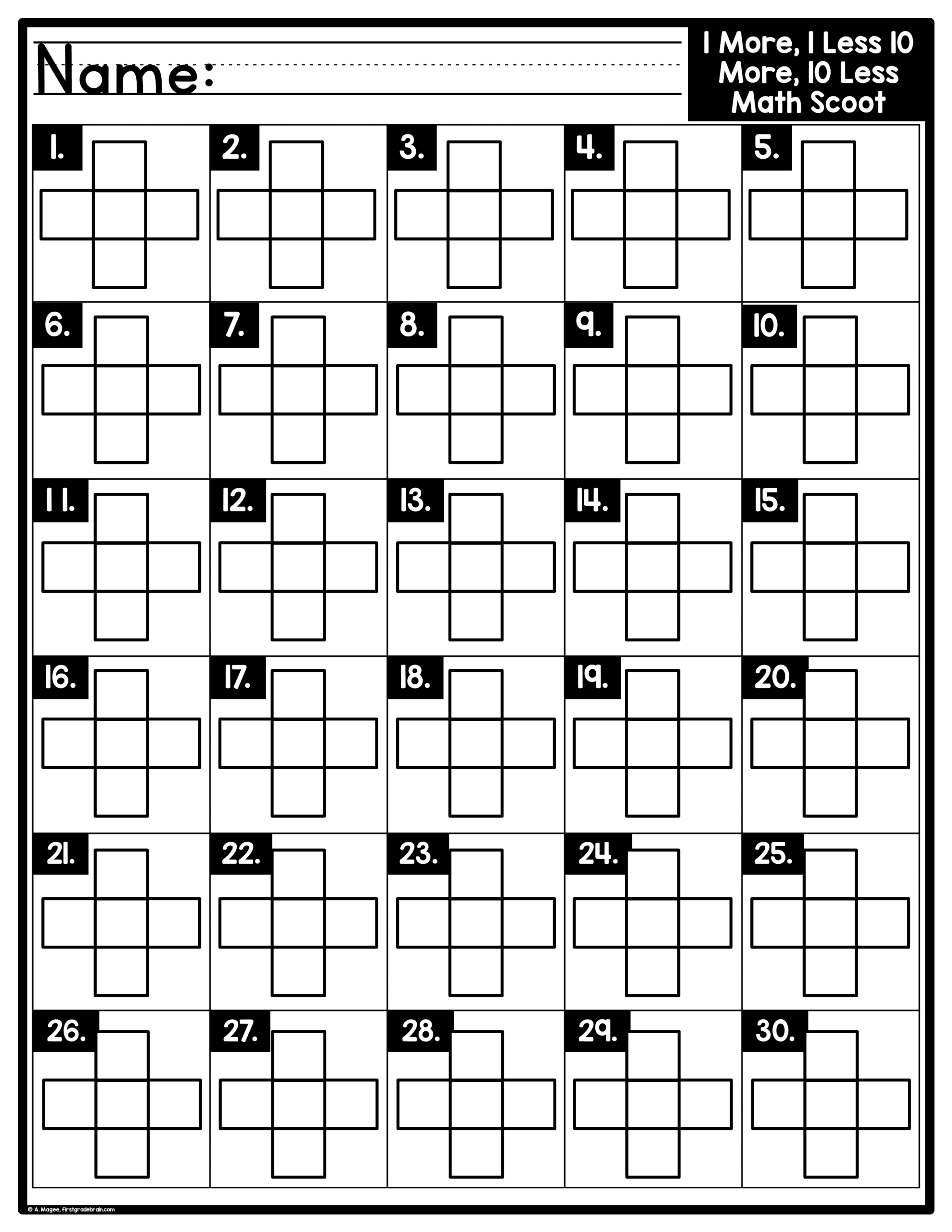 Math Scoot 1 More 1 Less And 10 More 10 Less Made By Teachers Math Scoot 1 More 1 Less And 10 More 10 Less Made By Teachers