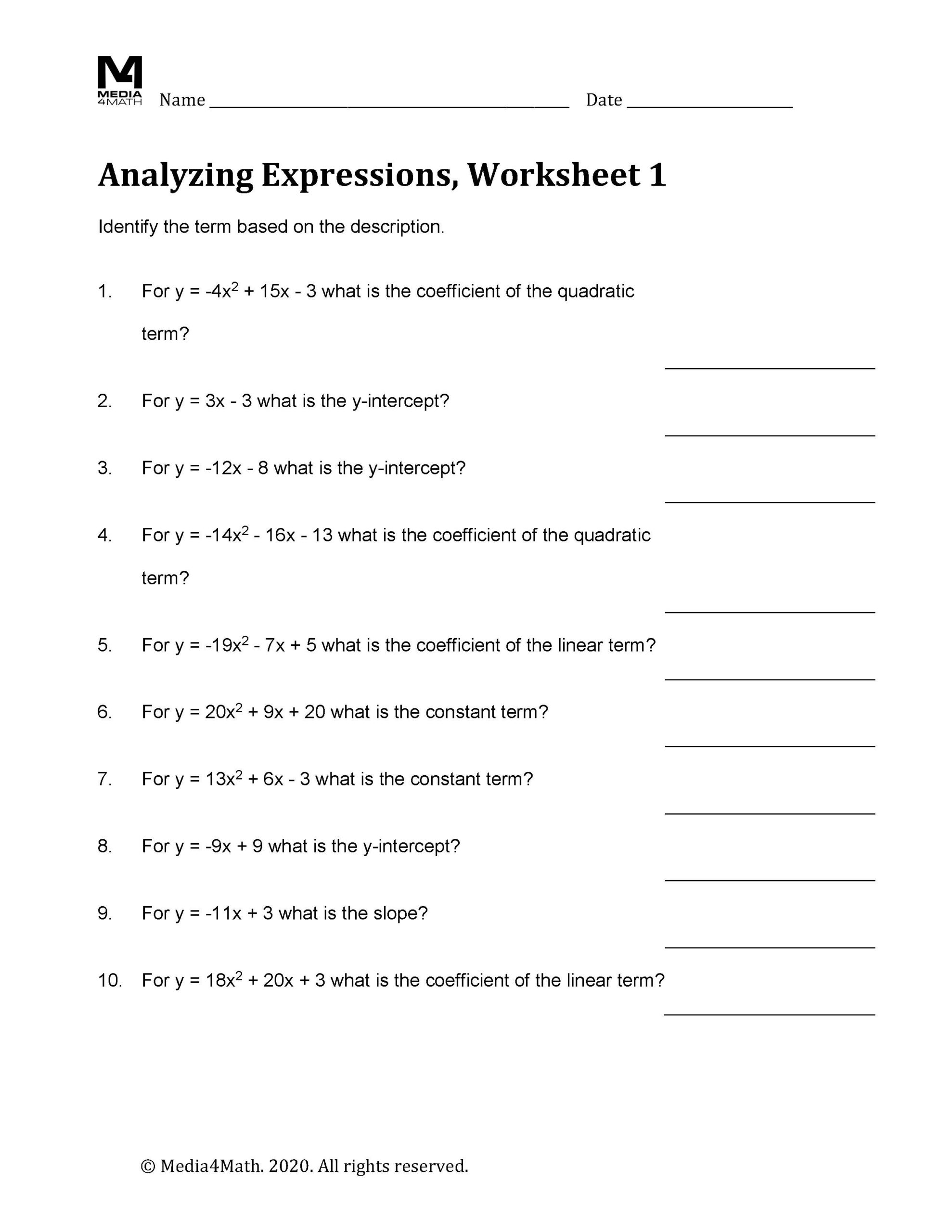 writing math expressions worksheet writing math expressions worksheet