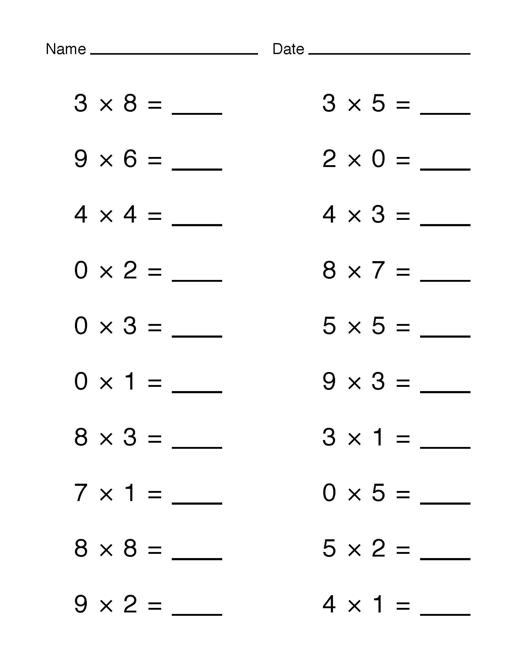 one digit math worksheets