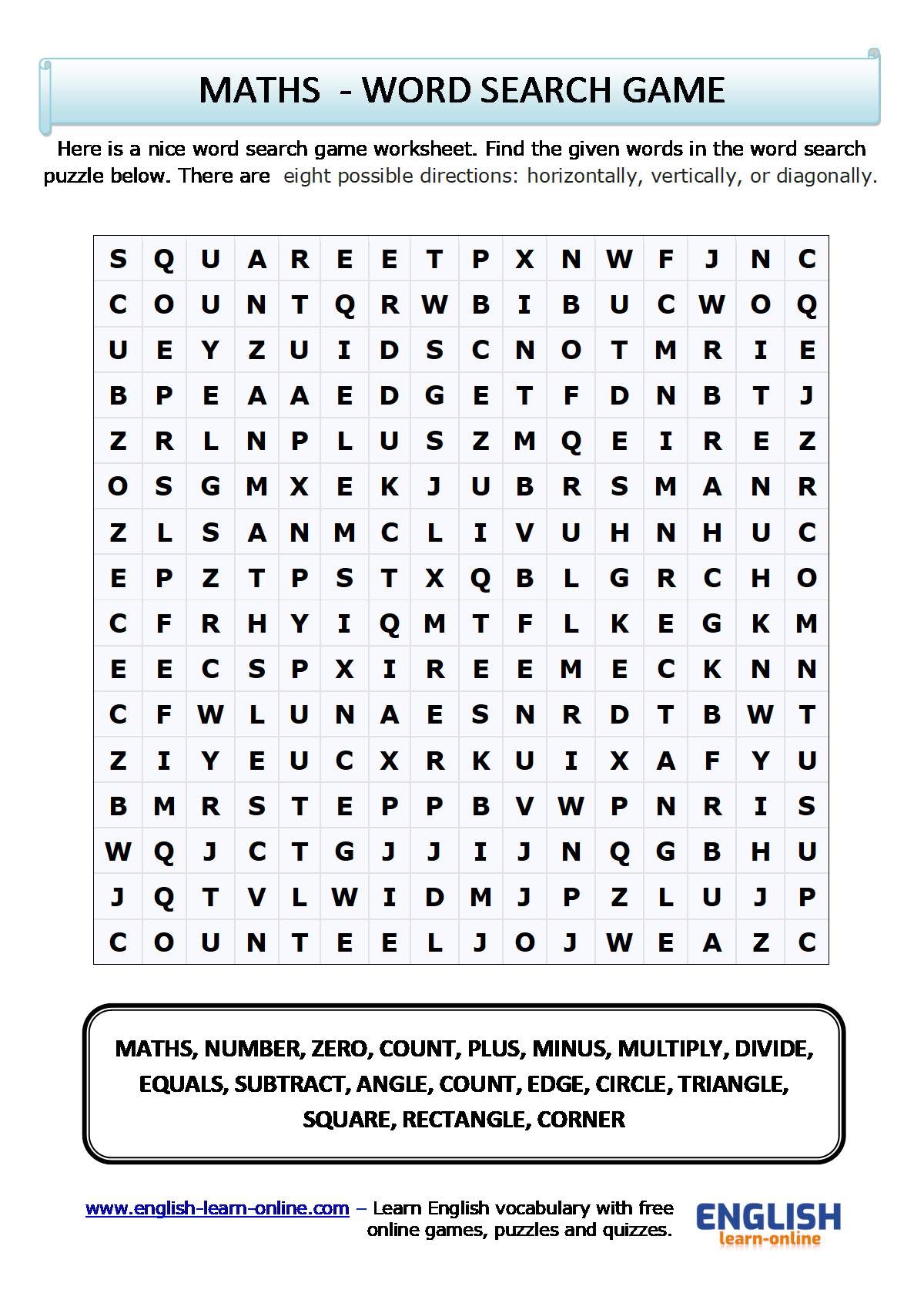 Maths Vocabulary Learn English