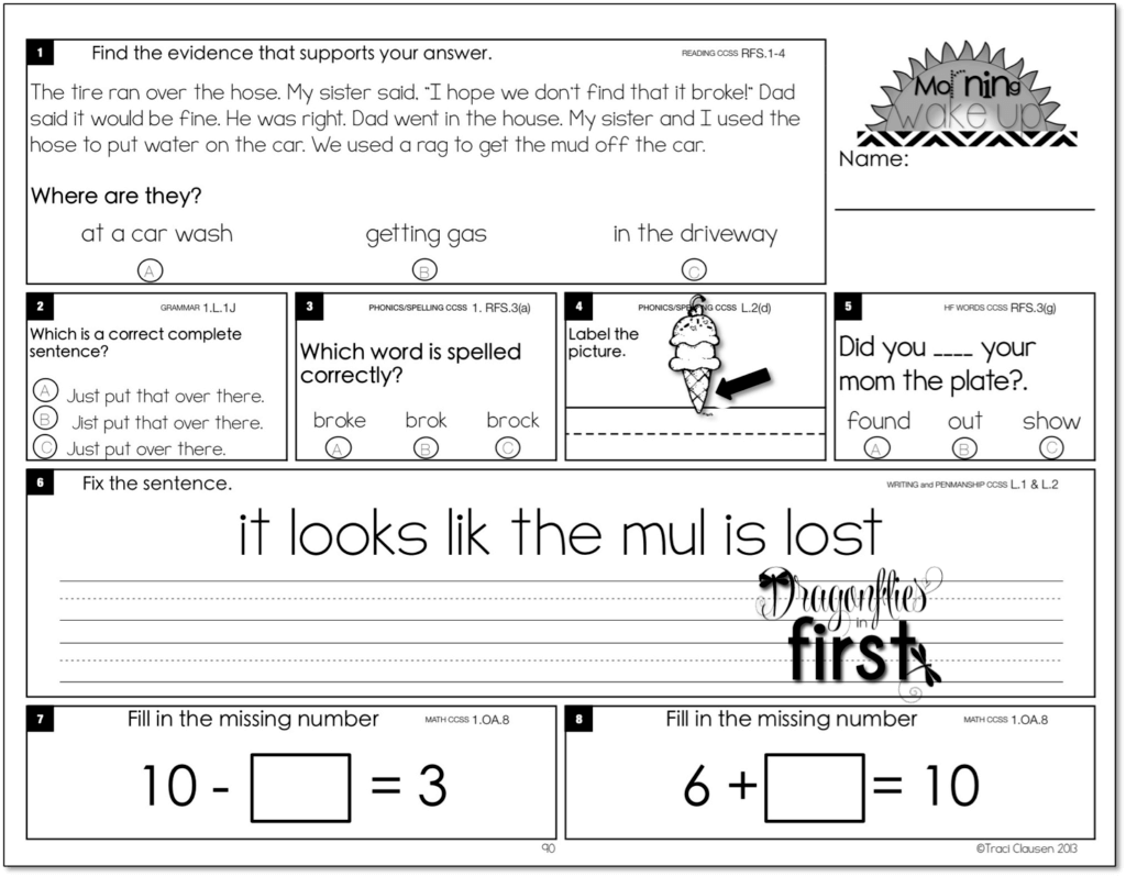 morning work for first graders morning work for first graders