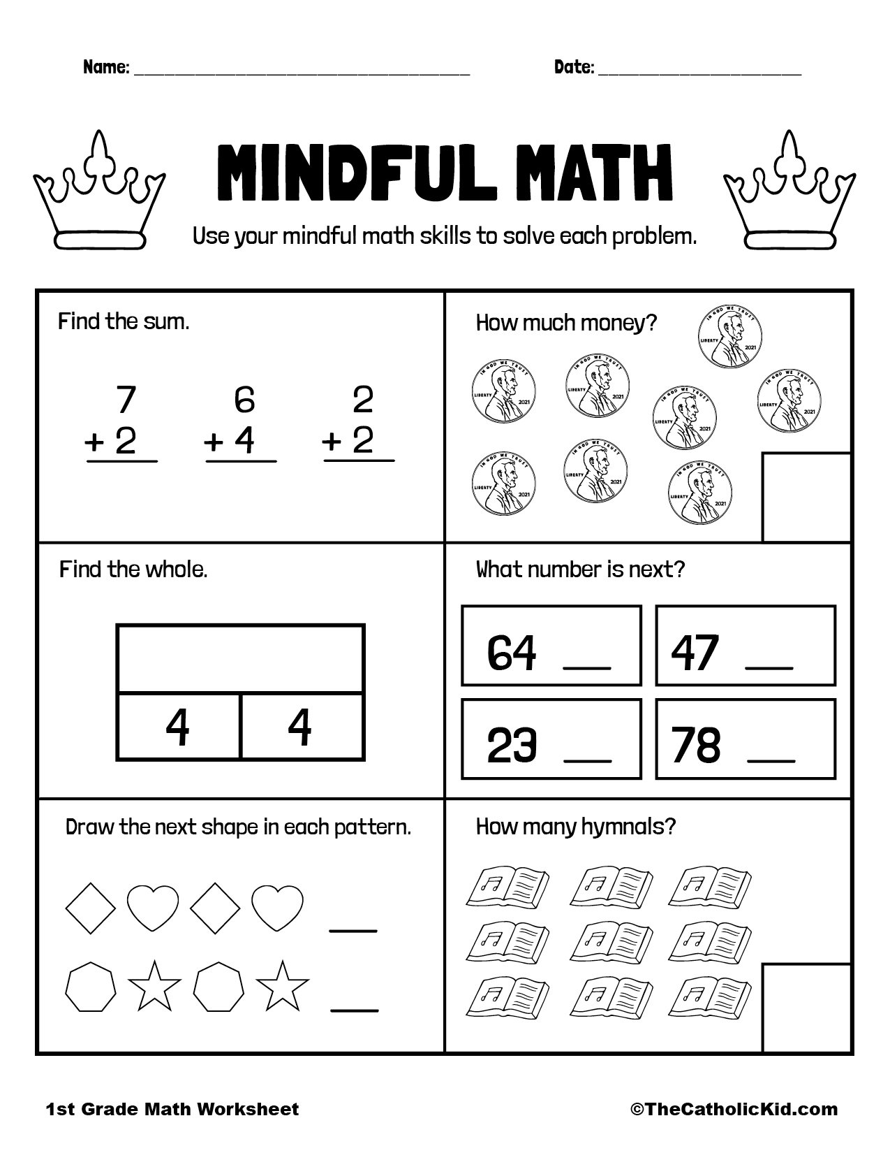 math worksheet for 1st graders