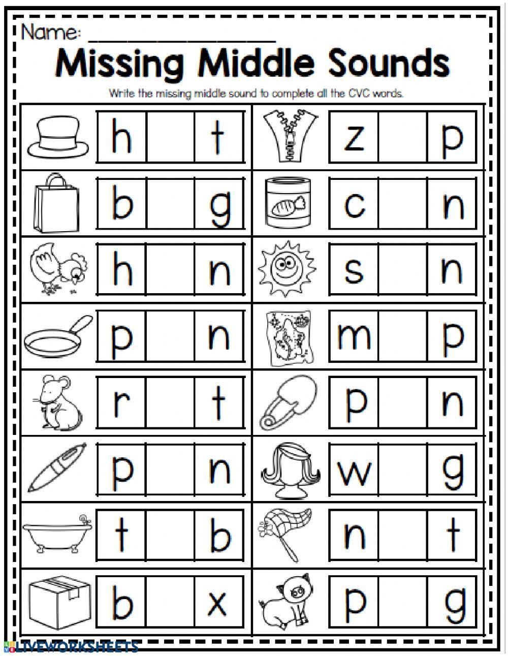 Middle Sounds Worksheets For Preschool And Kindergarten Kids Worksheets Library Middle Sounds Worksheets For Preschool And Kindergarten Kids Worksheets Library