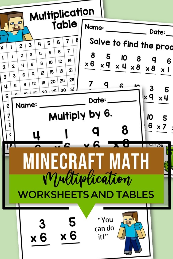 Minecraft Multiplication Worksheets