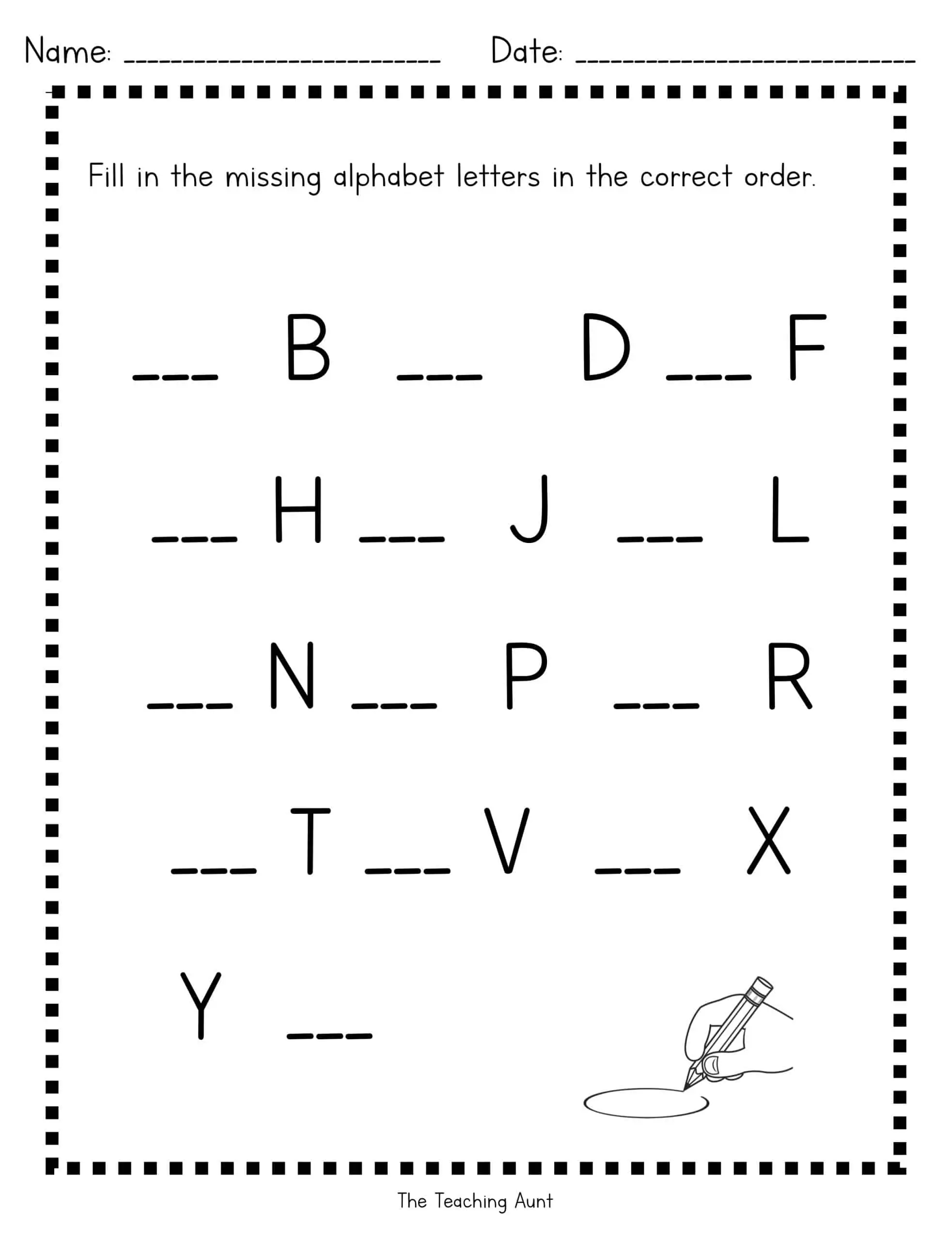 missing letter worksheets kindergarten