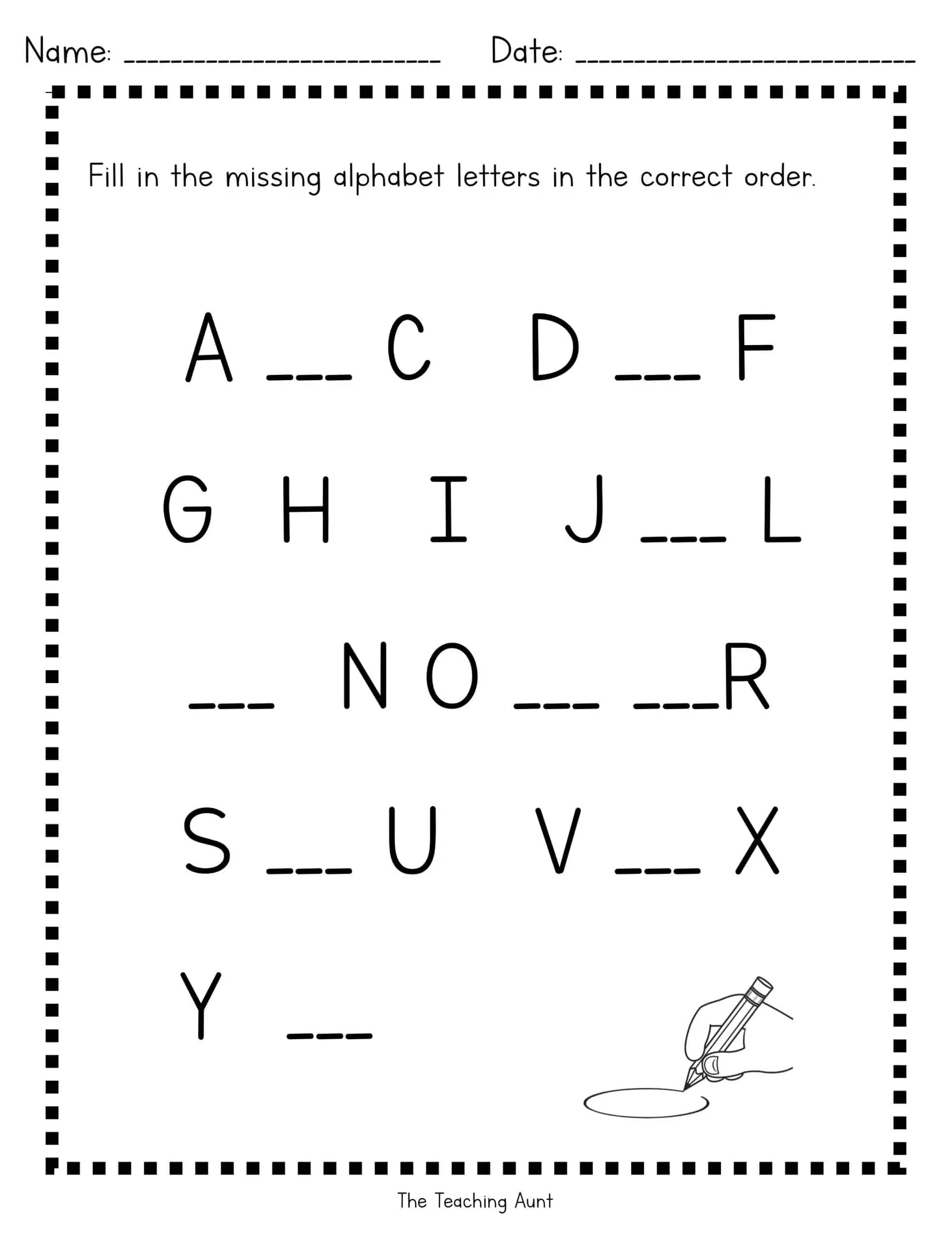 missing letters worksheets for kindergarten