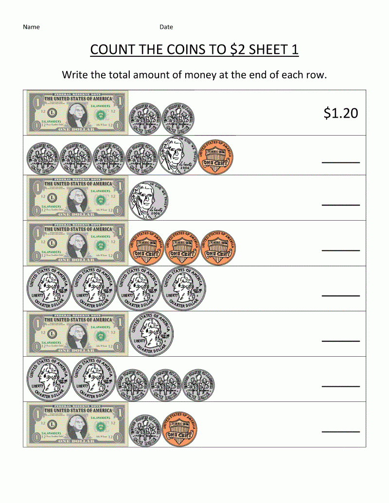 printable money worksheets