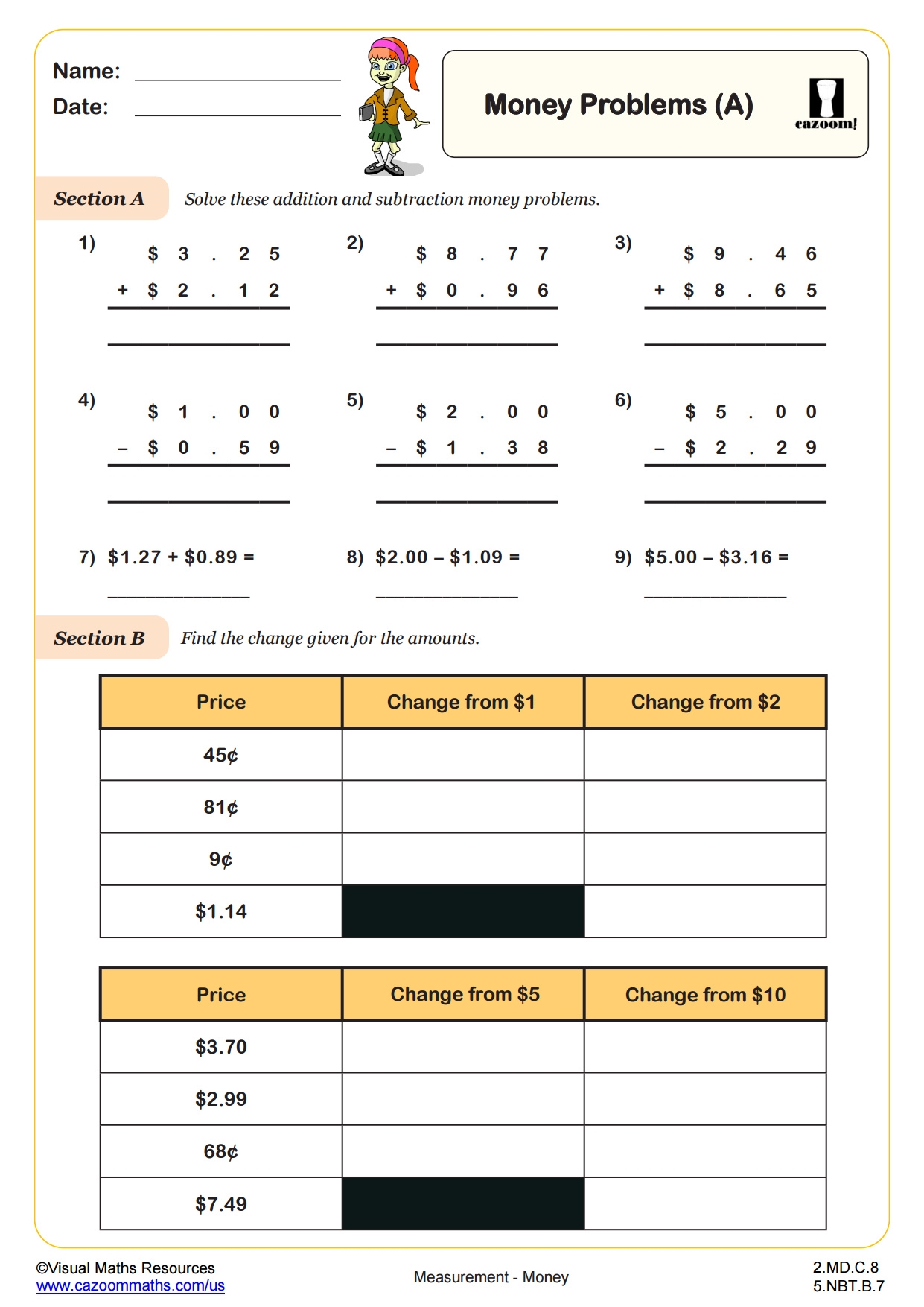 Money Problems Fun And Engaging 4th Grade PDF Worksheets Cazoom Math Money Problems Fun And Engaging 4th Grade PDF Worksheets Cazoom Math