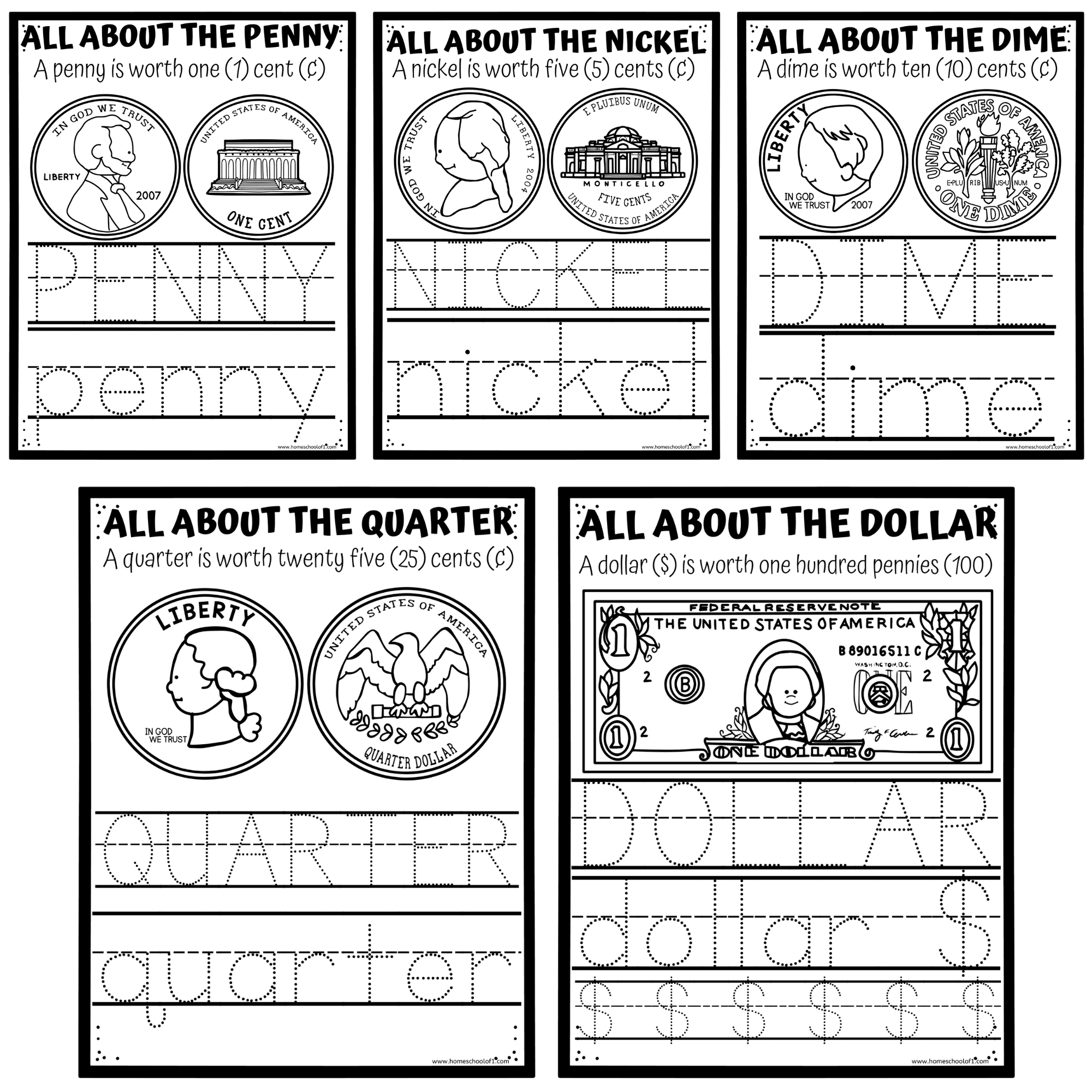 Money Worksheets For Kindergarten Learn To Count US Coins Money Worksheets For Kindergarten Learn To Count US Coins