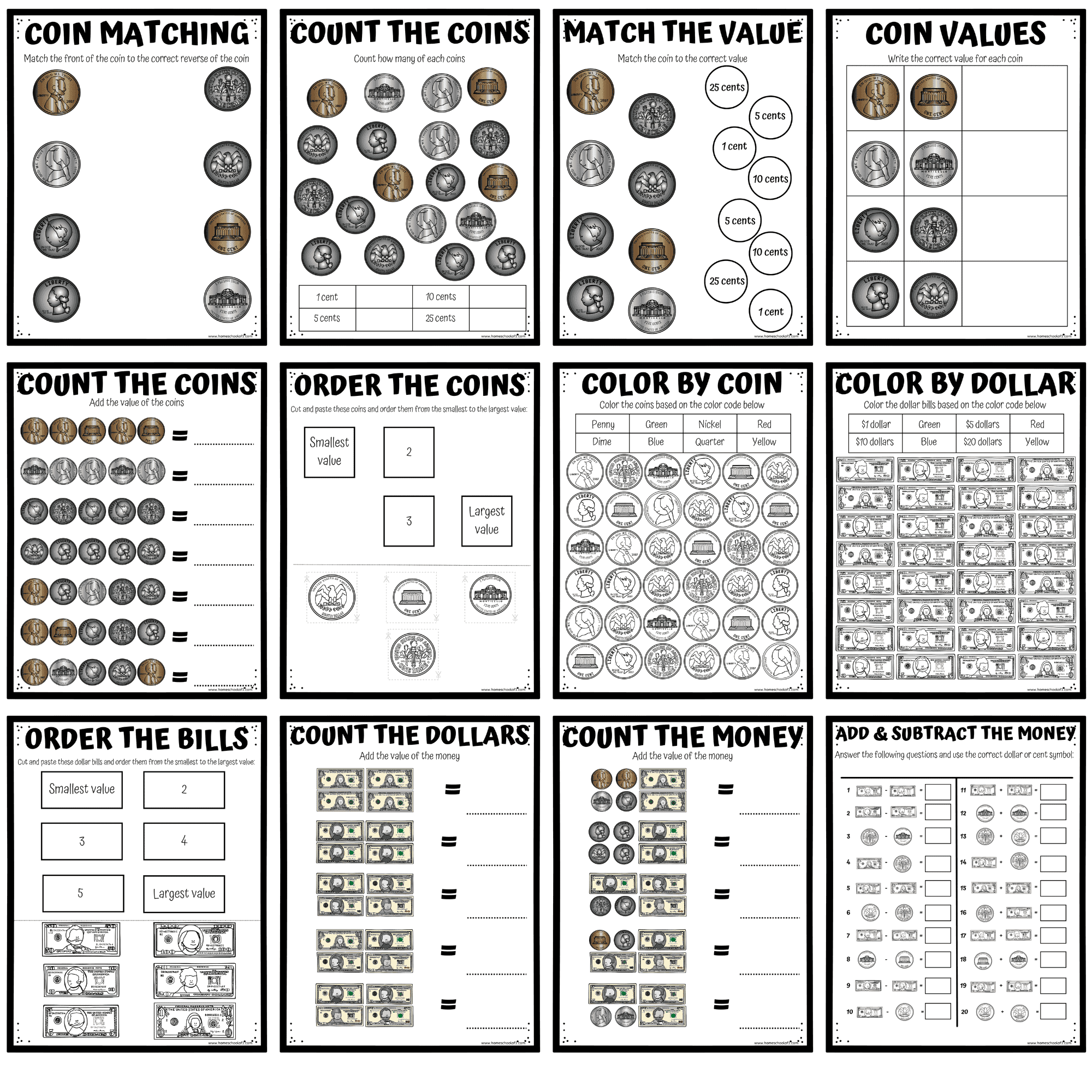 counting money worksheets kindergarten