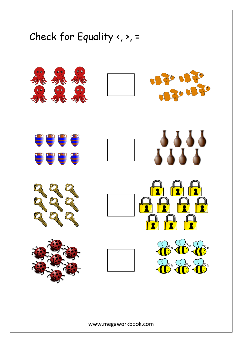 More And Less Worksheets Greater Than Less Than Worksheets For Preschool Kindergarten MegaWorkbook