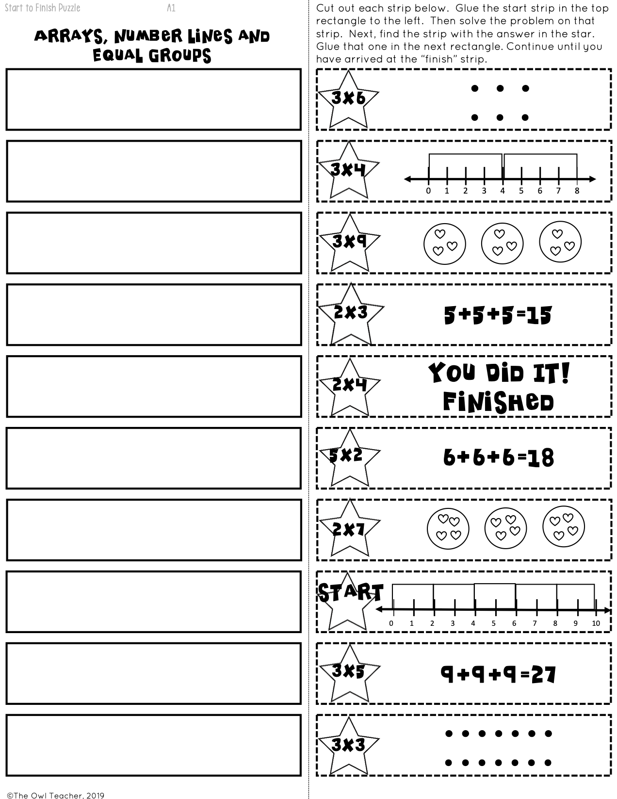 Multiplication Arrays Number Lines Equal Groups S2F Digital Printable The Owl Teacher