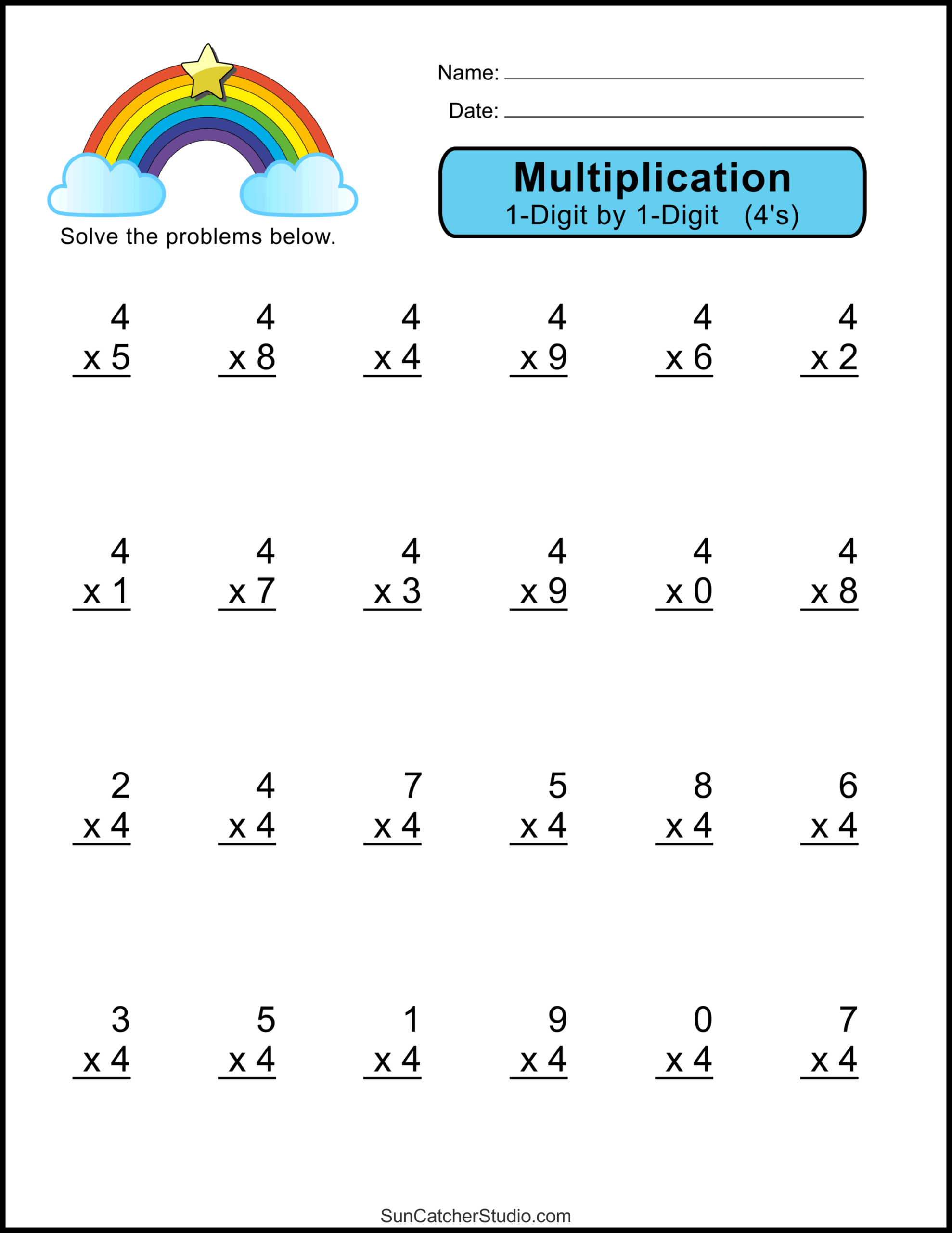 4th grade math multiplication worksheets
