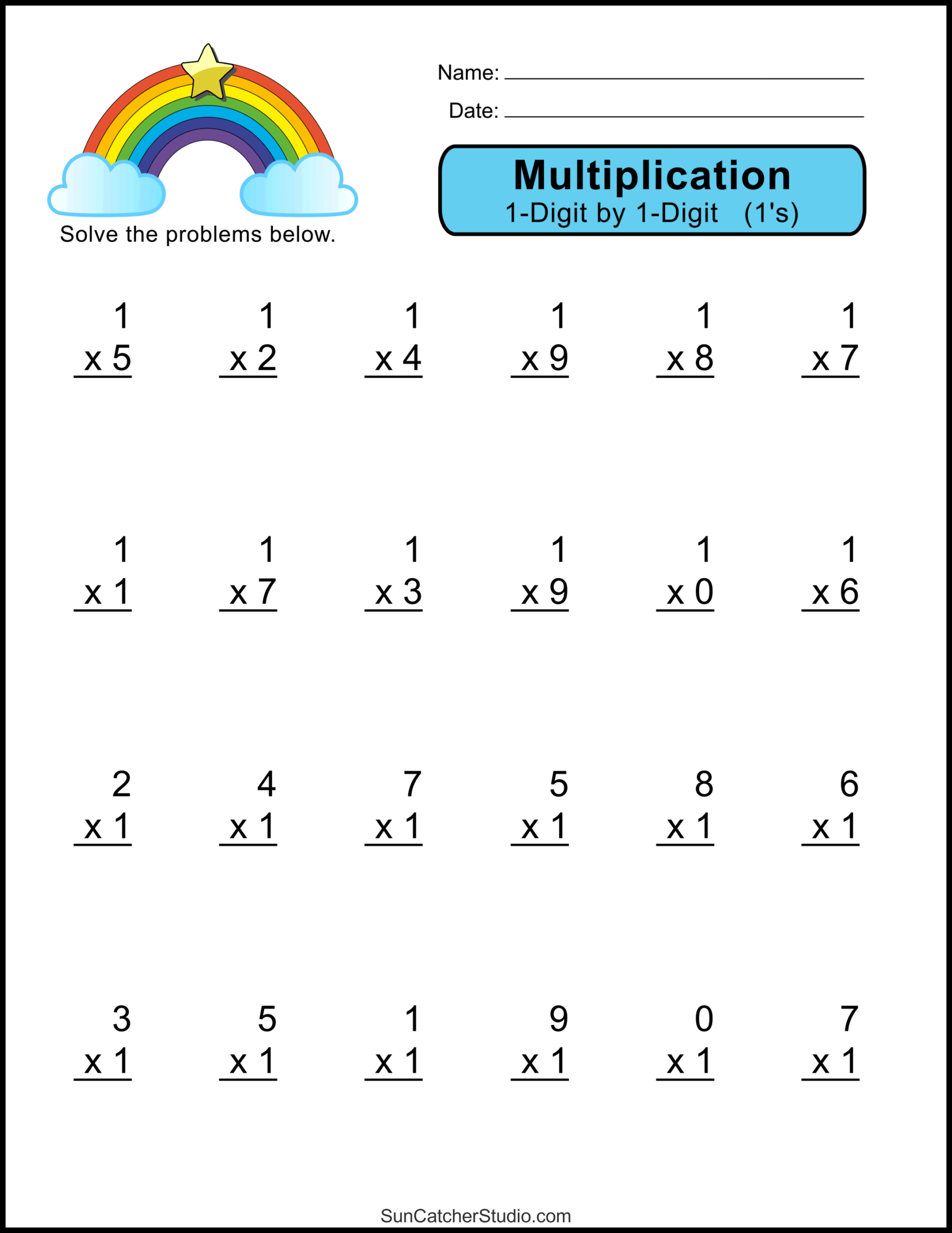 Multiplication Worksheets One Digit Math Drills Free Printables Lettering SVG Files Tools Apps