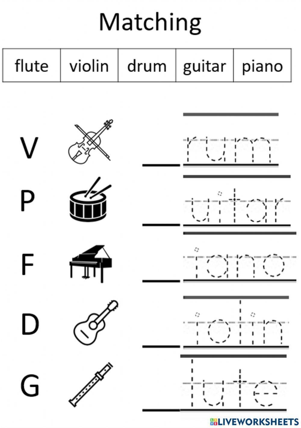 music worksheets for kindergarten