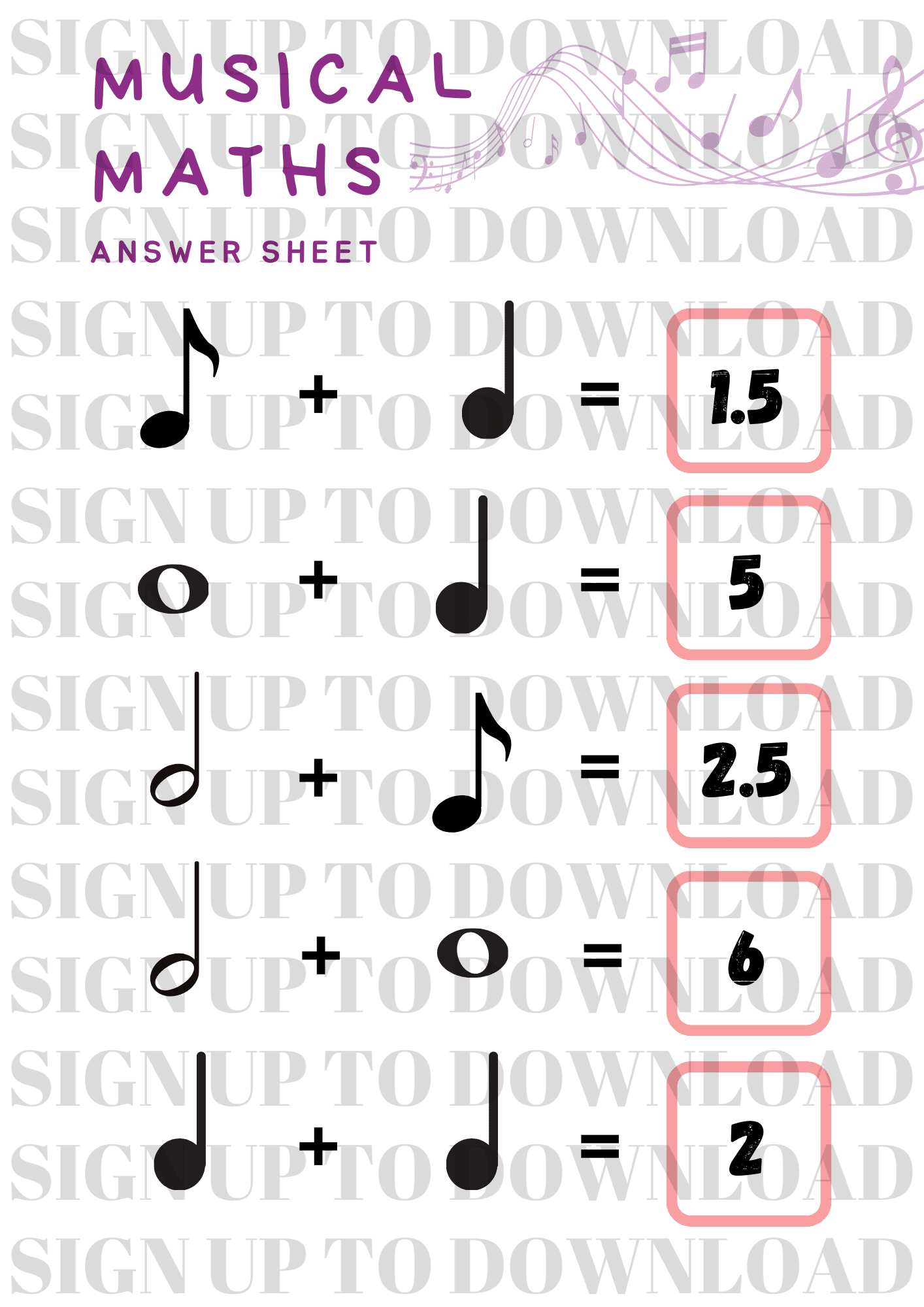 Musical Math Worksheets For Kids The Musical Me Musical Math Worksheets For Kids The Musical Me