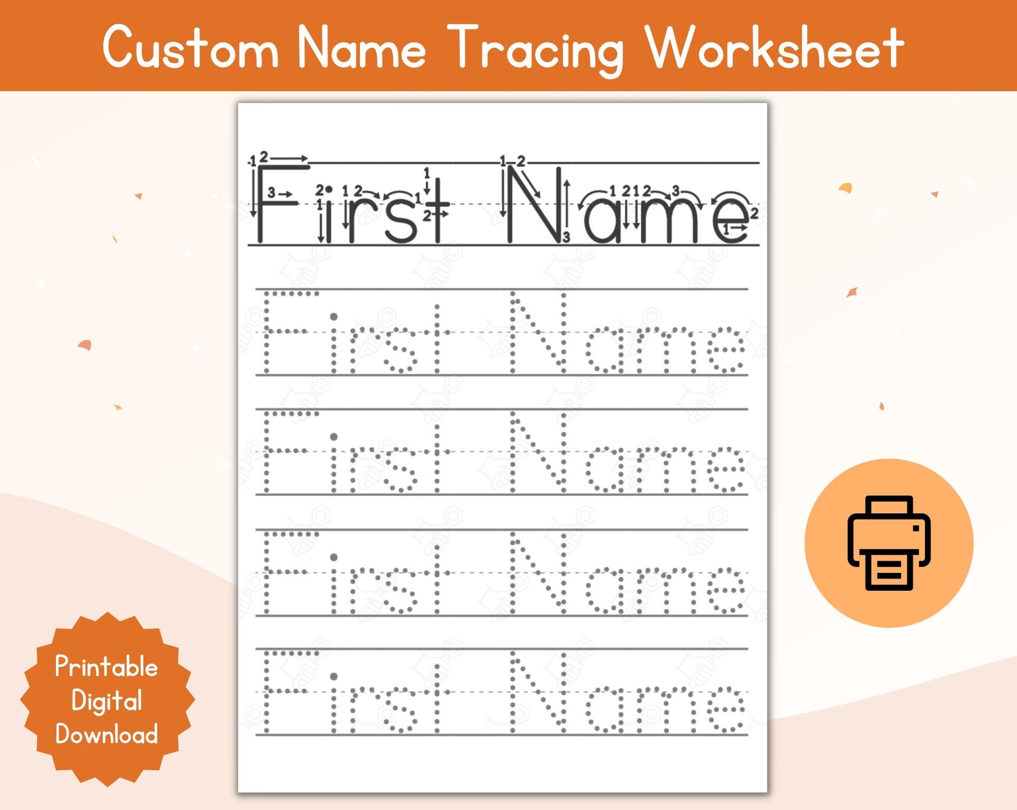 Name Tracing Custom Worksheet Personalized First Name Tracing Name Worksheet Name Tracing Printable Etsy Israel