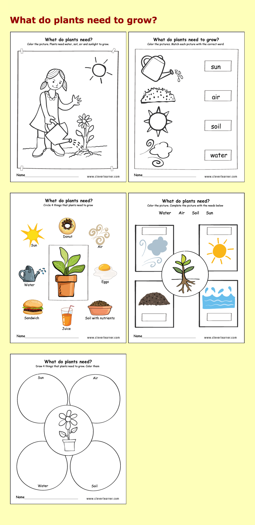 Needs Of Plants Kindergarten Worksheets preschool parenting Worksheets Library