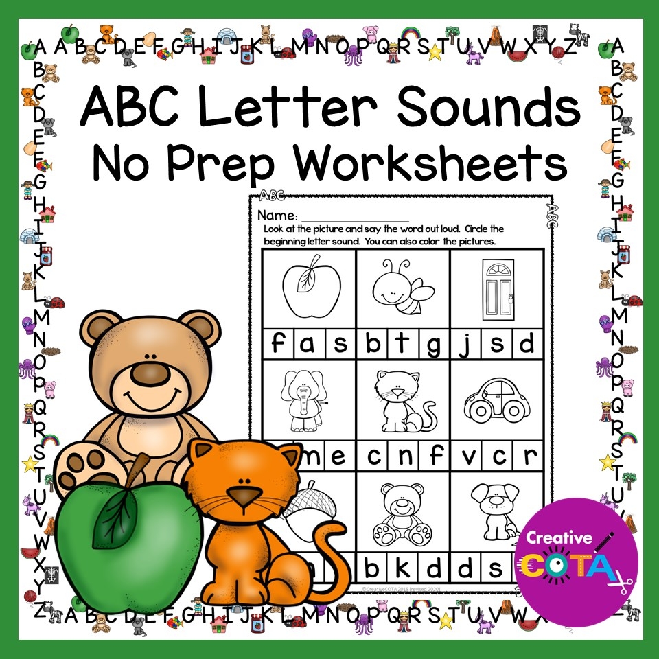 No Prep Kindergarten Literacy ABC Worksheets Circle The Beginning Letter Sounds Made By Teachers