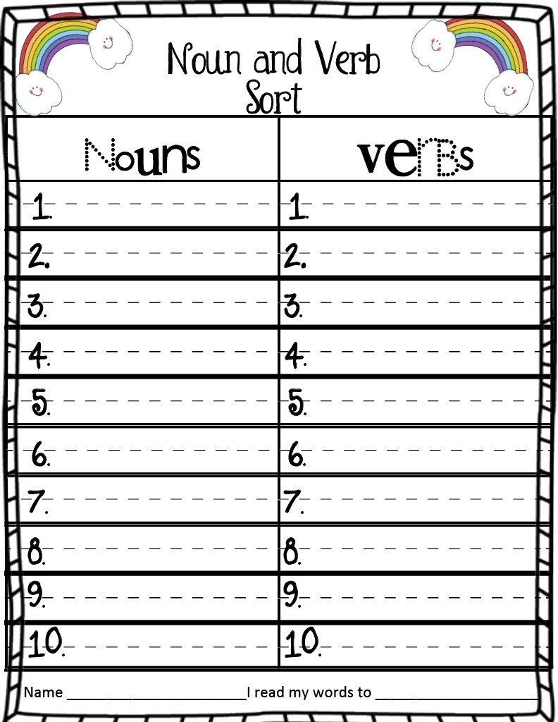 Noun And Verb Sort For First Grade By Teach Simple Noun And Verb Sort For First Grade By Teach Simple