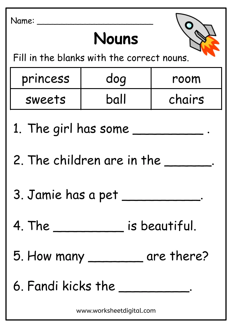 noun worksheets for kindergarten