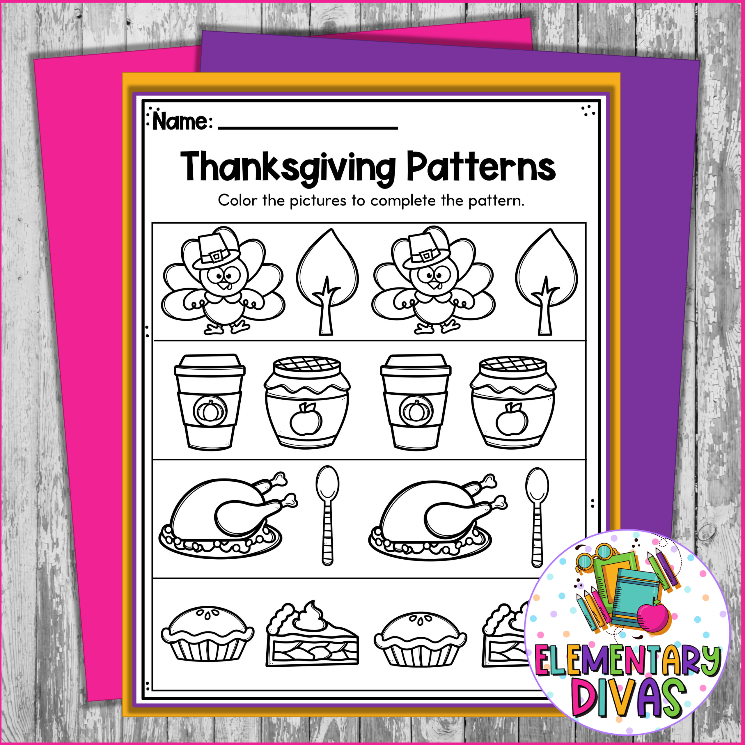 November Fall Preschool NO PREP Worksheet Packet Pre K Thanksgiving Classful