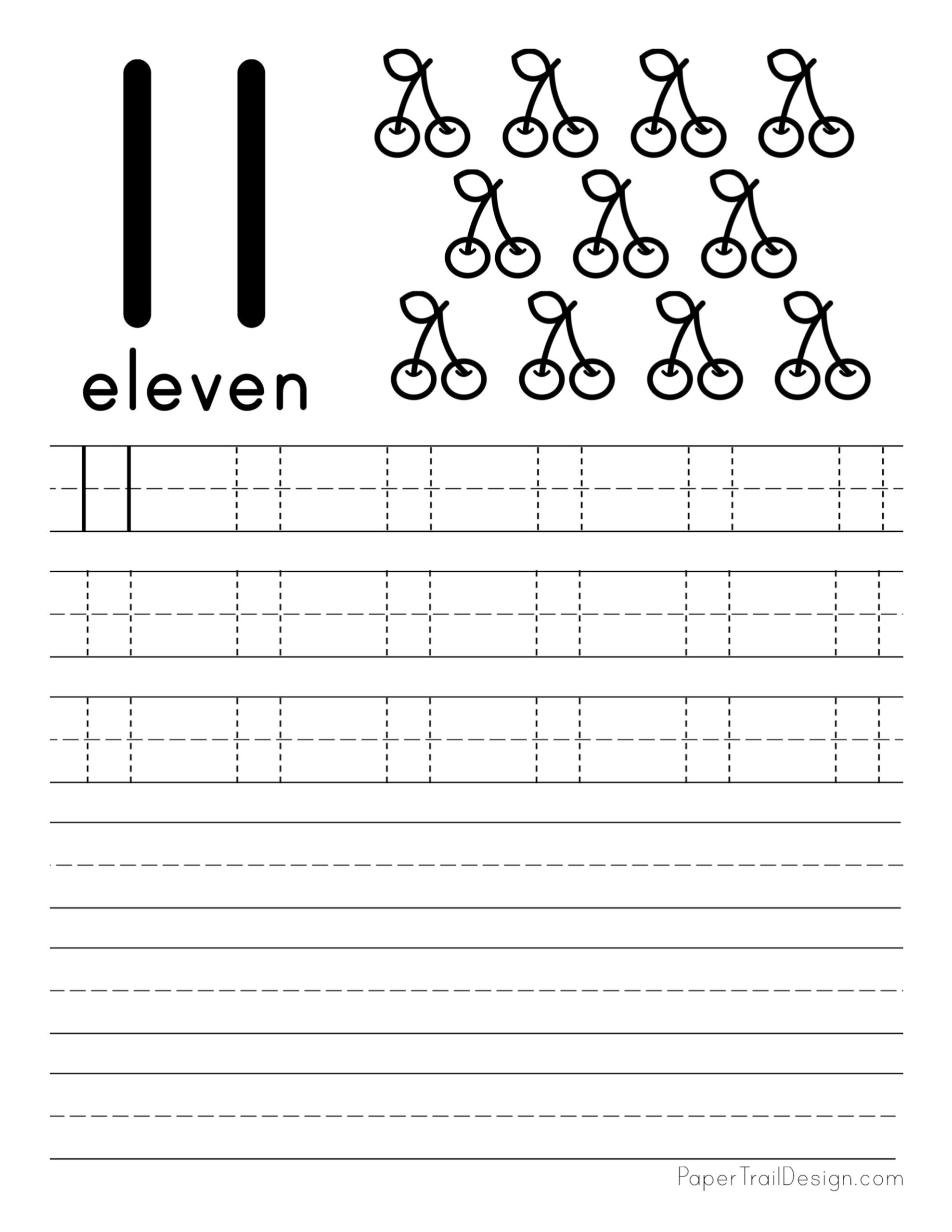 number 11 worksheets for preschool