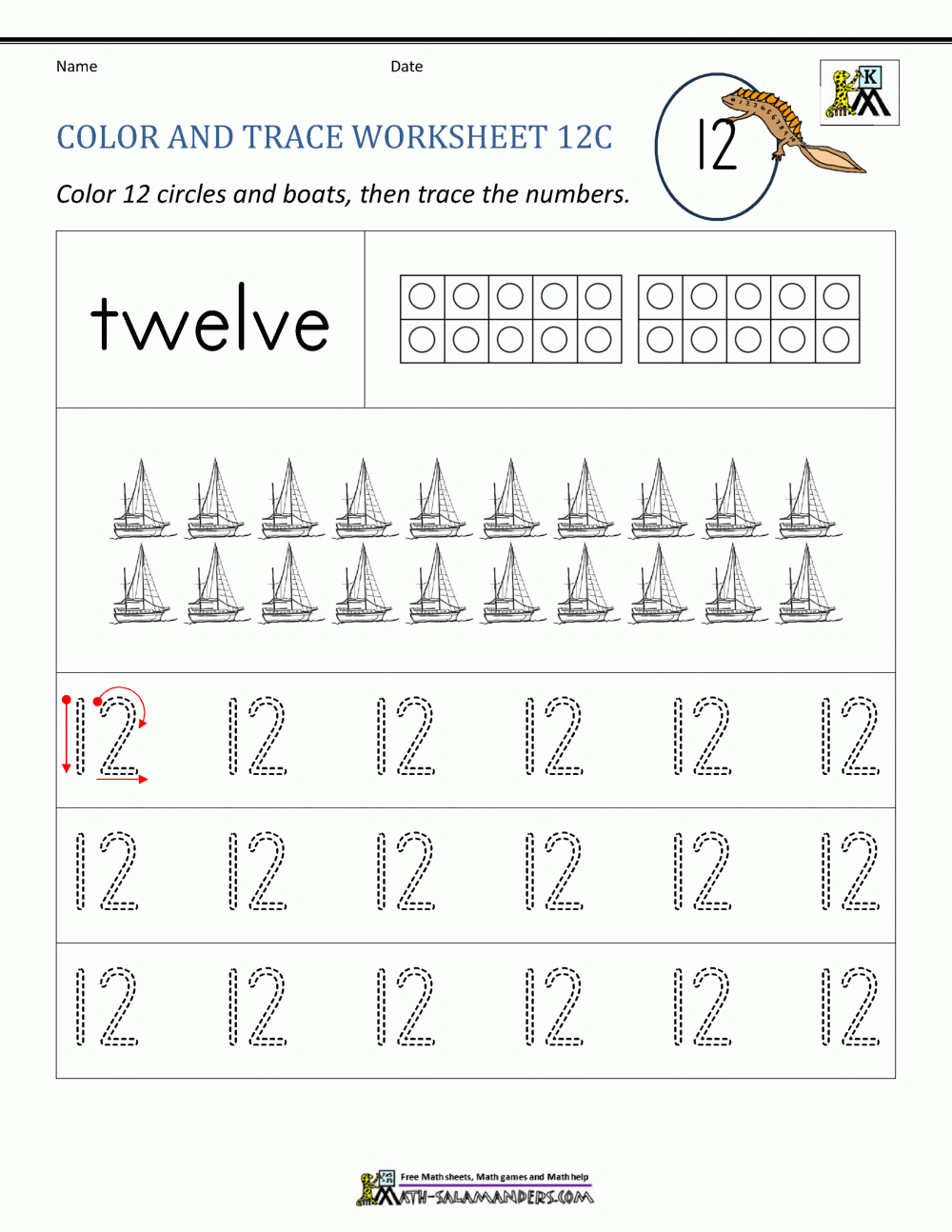 Number 12 Worksheets For Preschool