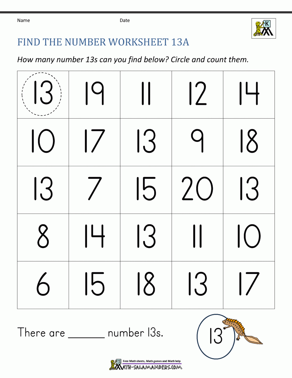 Number 13 Worksheets For Preschool Number 13 Worksheets For Preschool