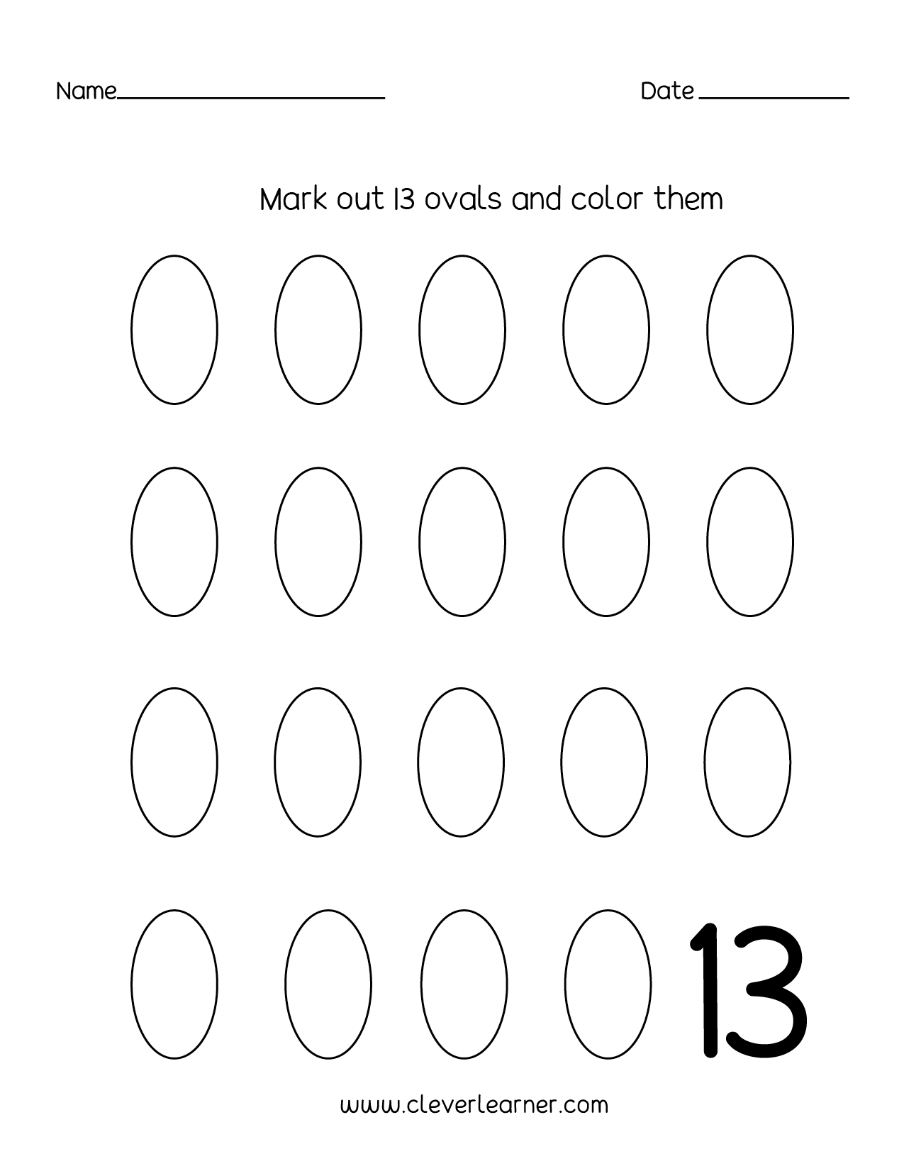 Number 13 Writing Counting And Identification Printable Worksheets For Children