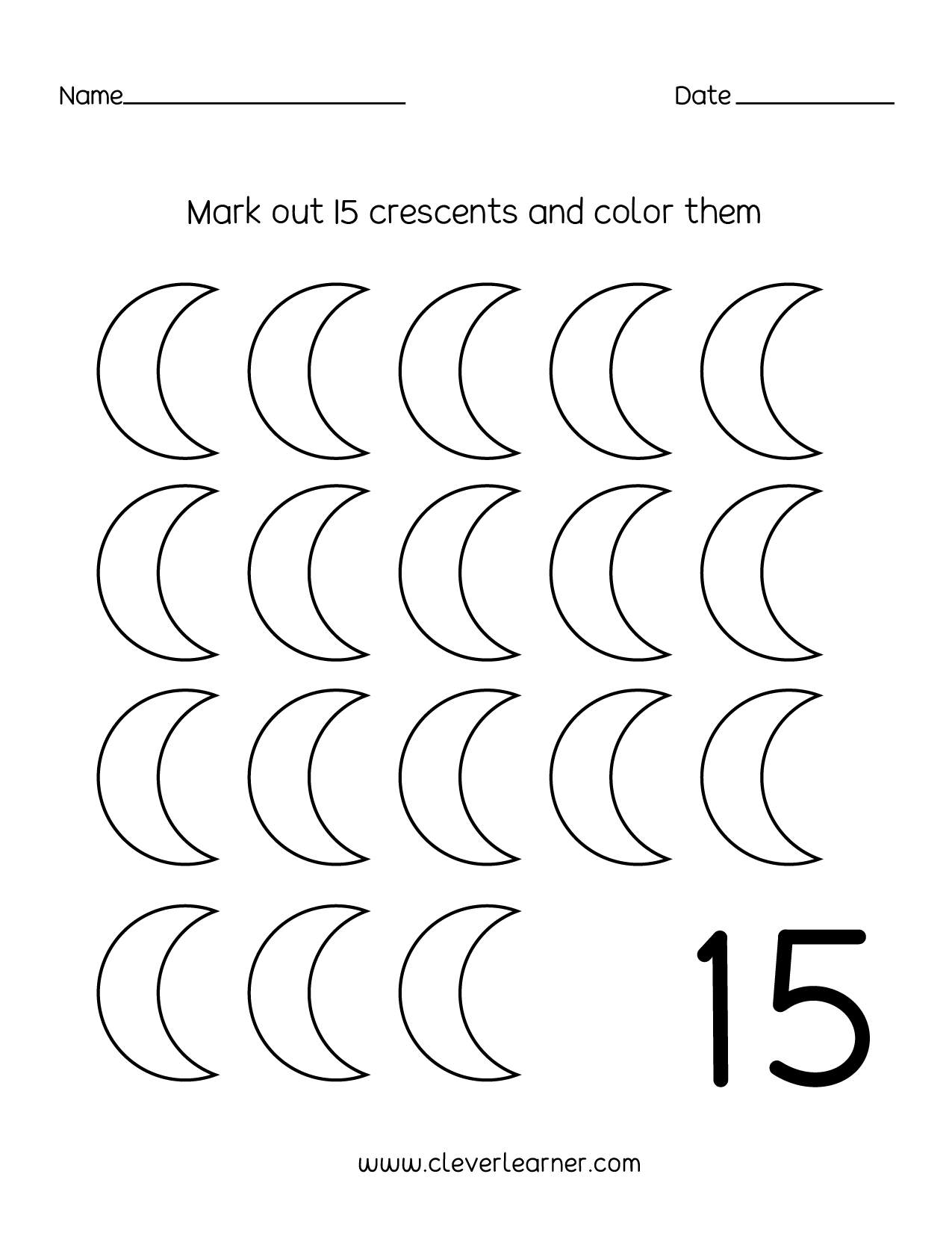number 15 preschool worksheet
