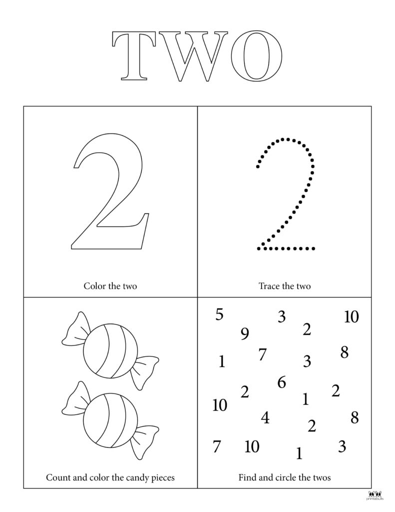 number 2 worksheets for preschoolers