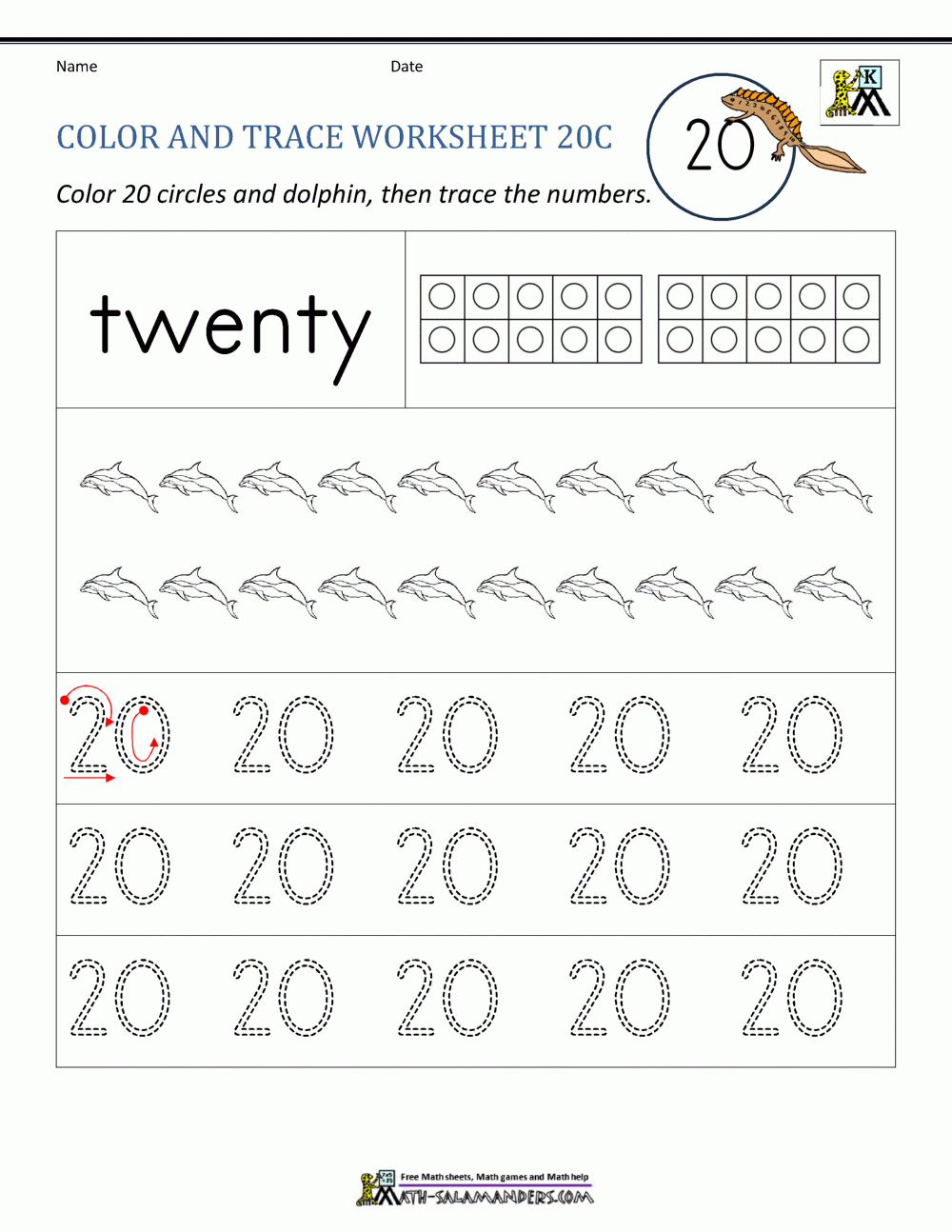 Number 20 Worksheets For Preschool