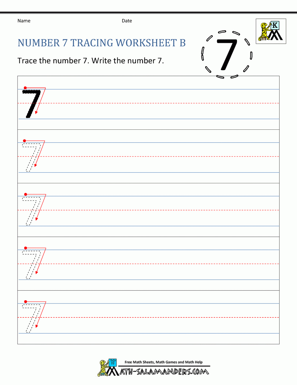 Number 7 Worksheets For Preschool