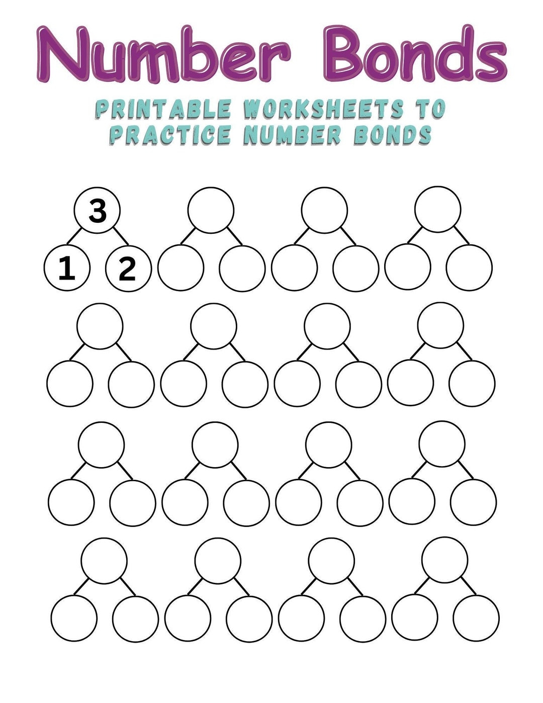 kindergarten number bonds worksheets
