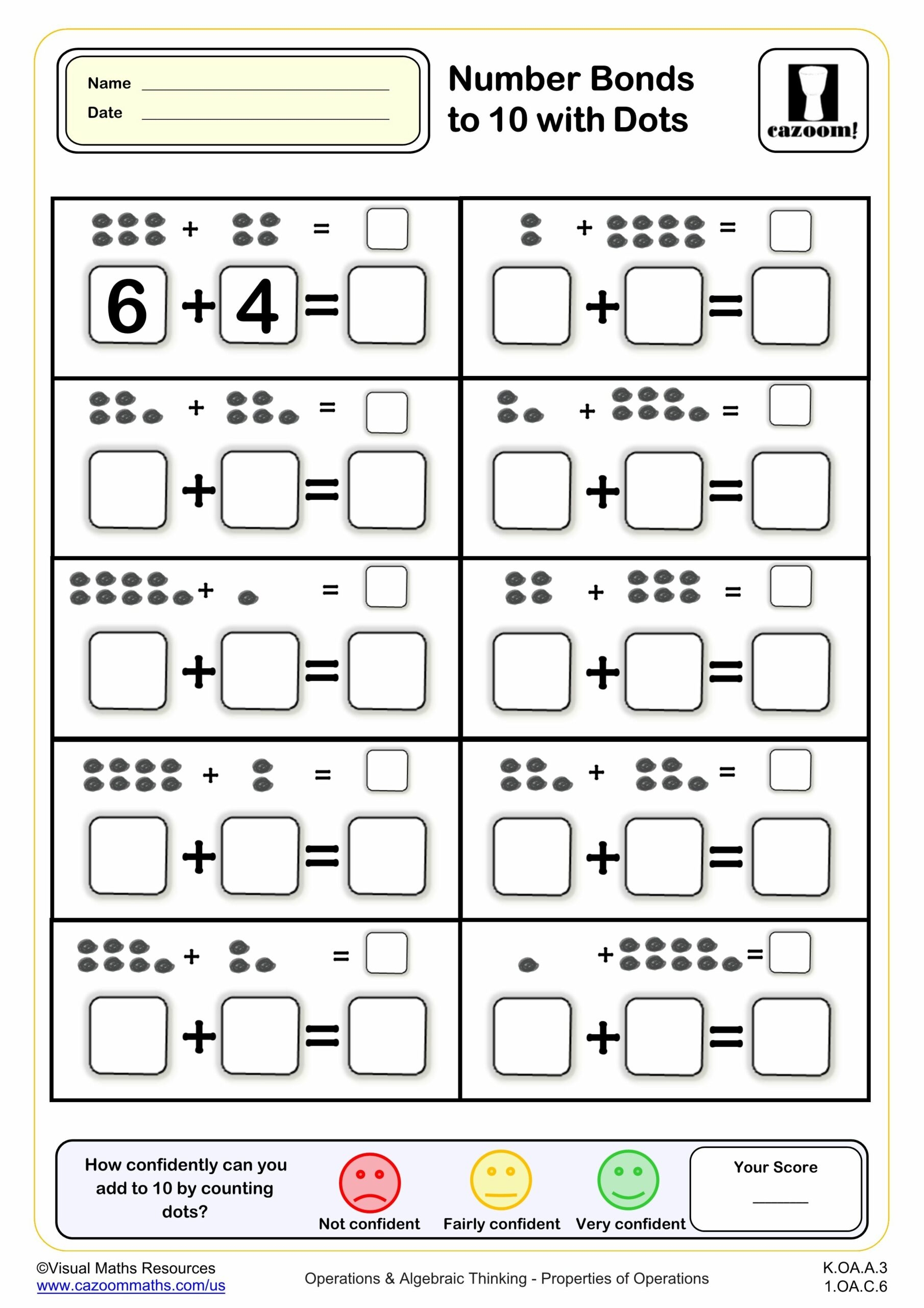 number bonds kindergarten worksheets