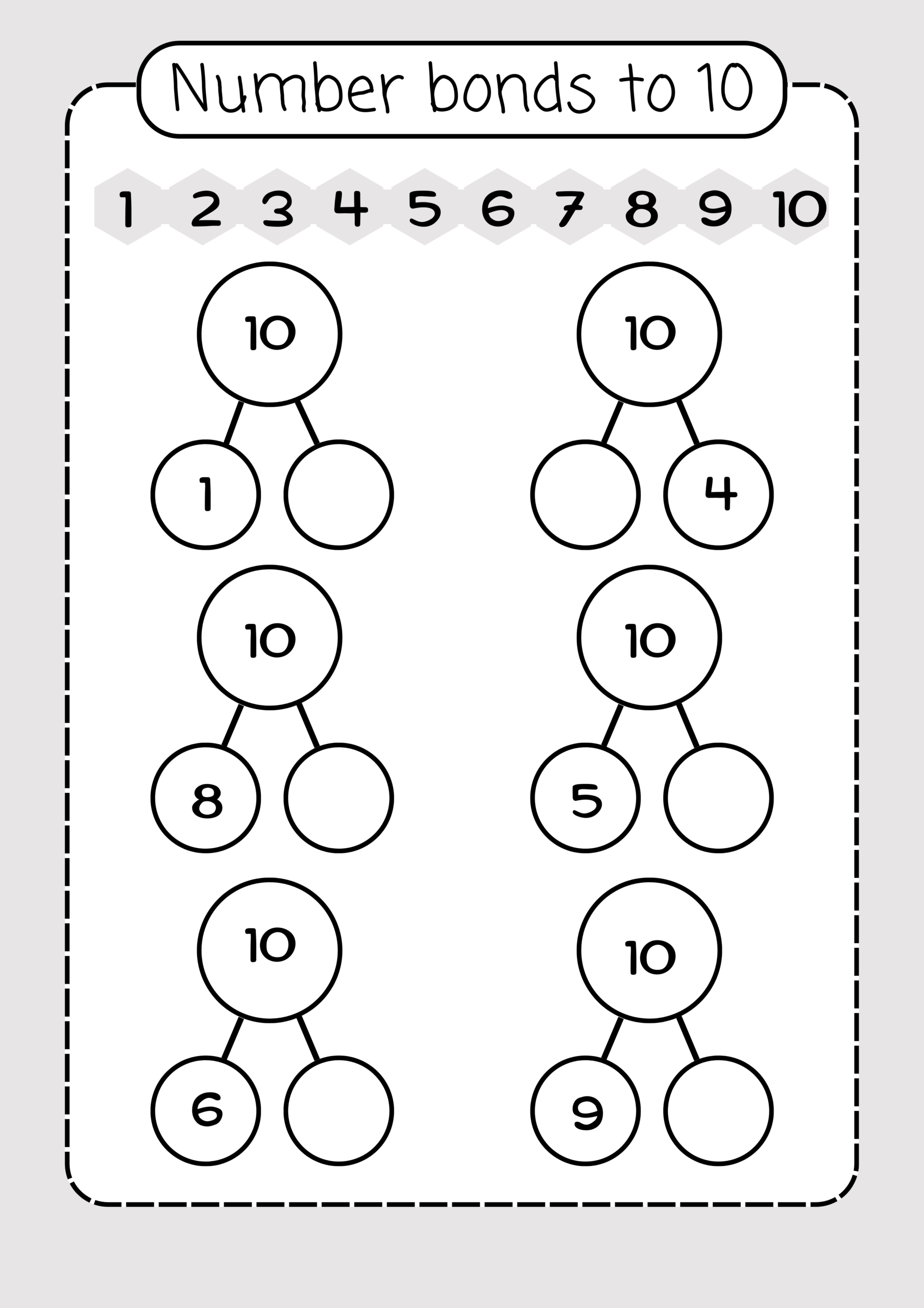 number bonds worksheets kindergarten